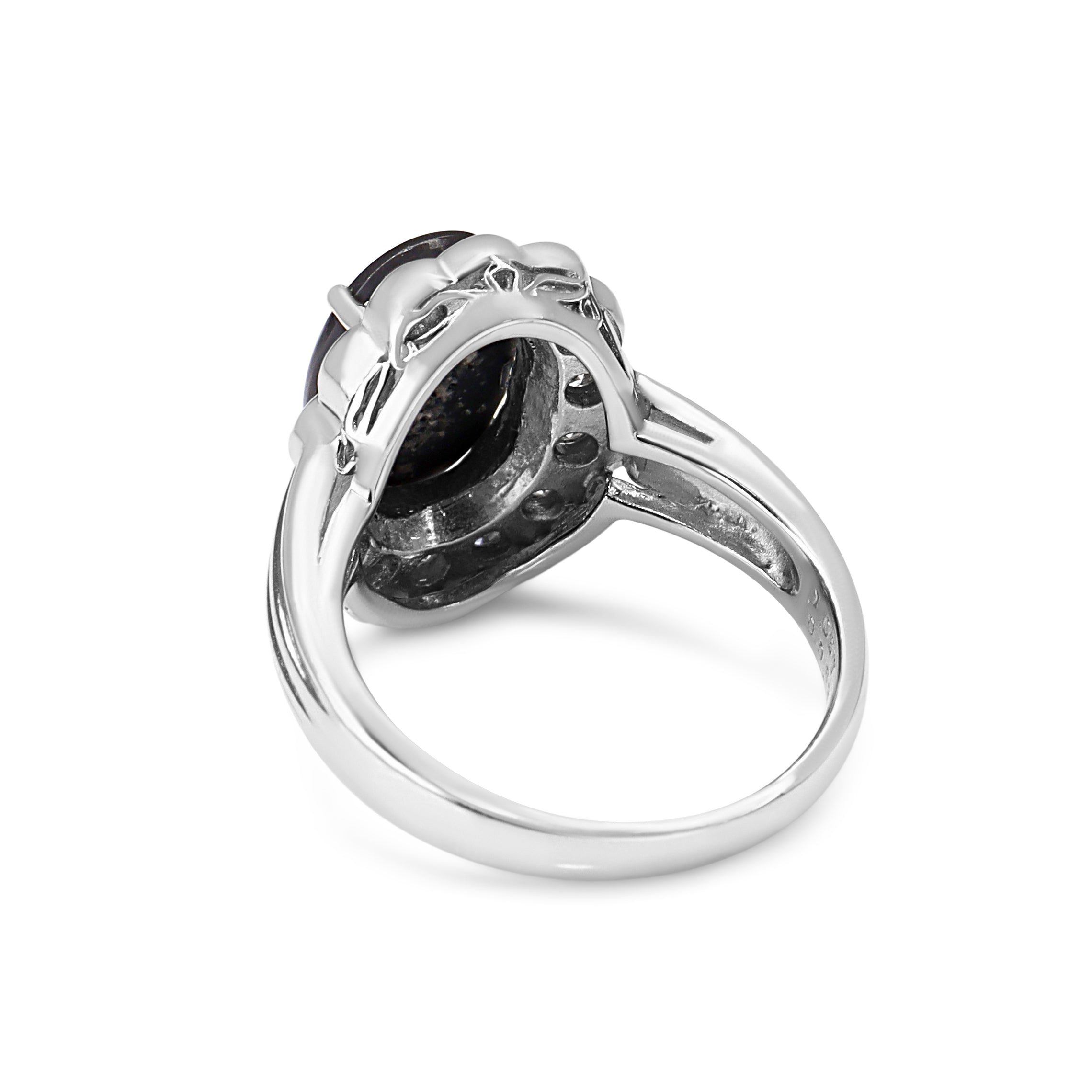 Platinum Opal and Diamond Daisy Style Ring