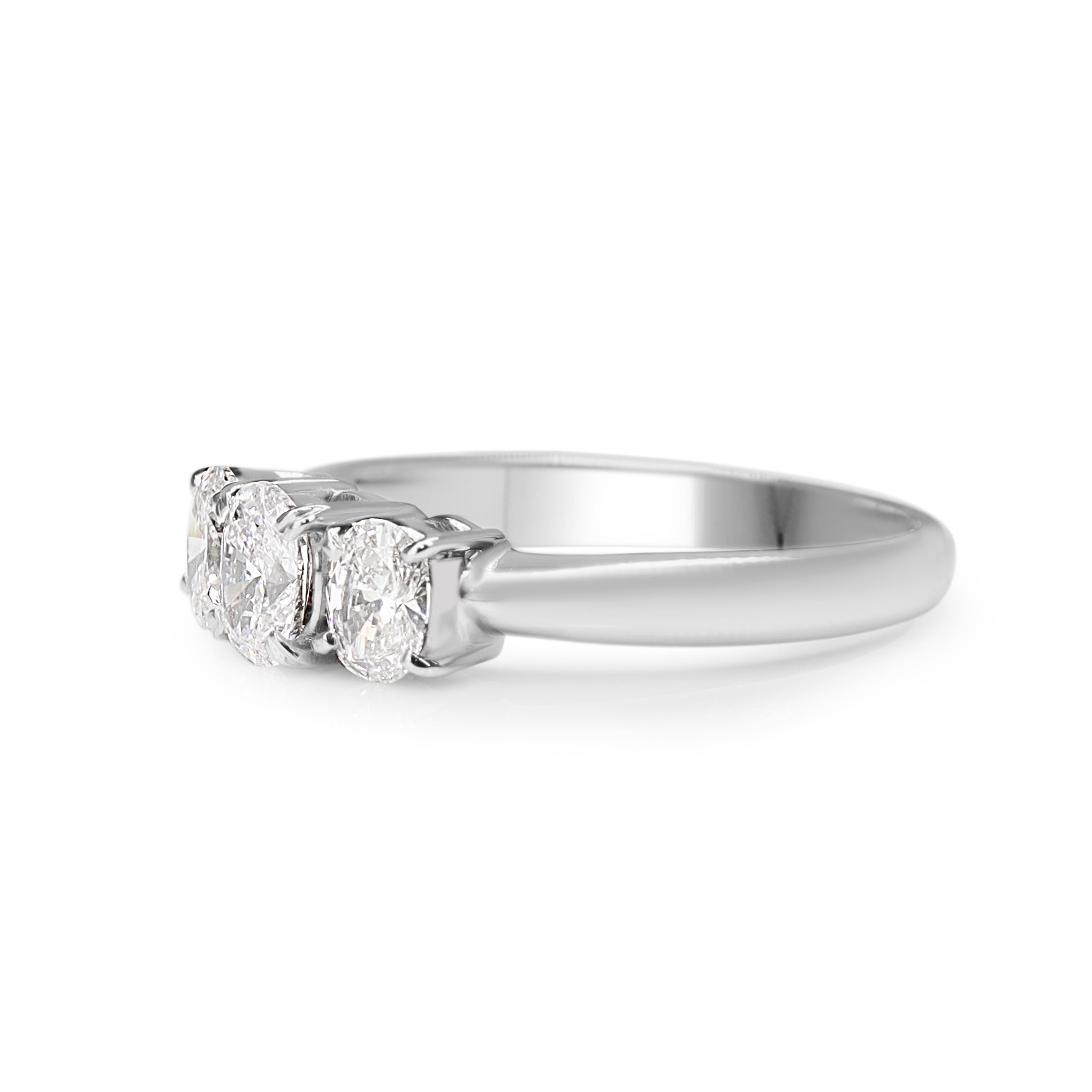 Platinum Oval 3 Stone Diamond Ring