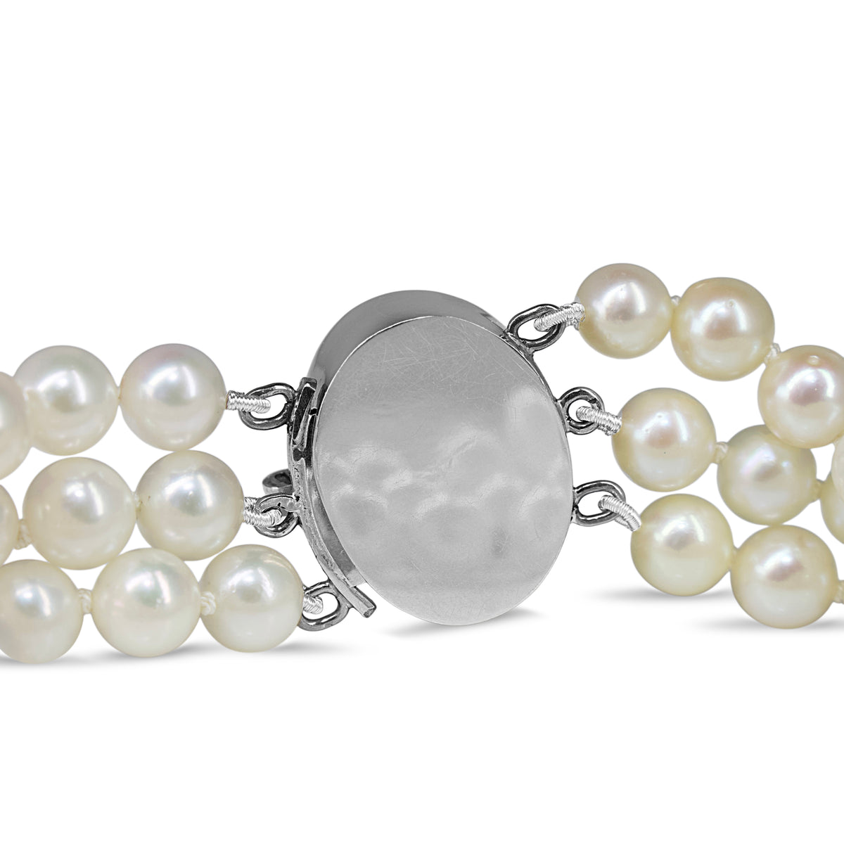 14ct White Gold Opal and Cultured Pearl 3 Strand Bracelet