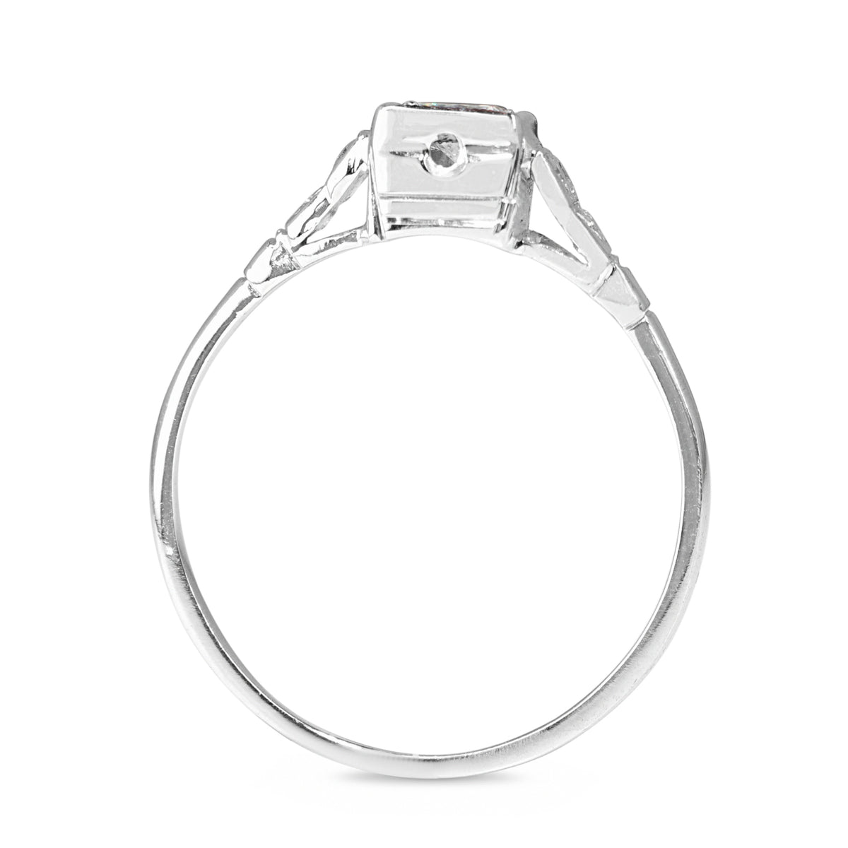 18ct White Gold Art Deco Old Cut Solitaire Ring