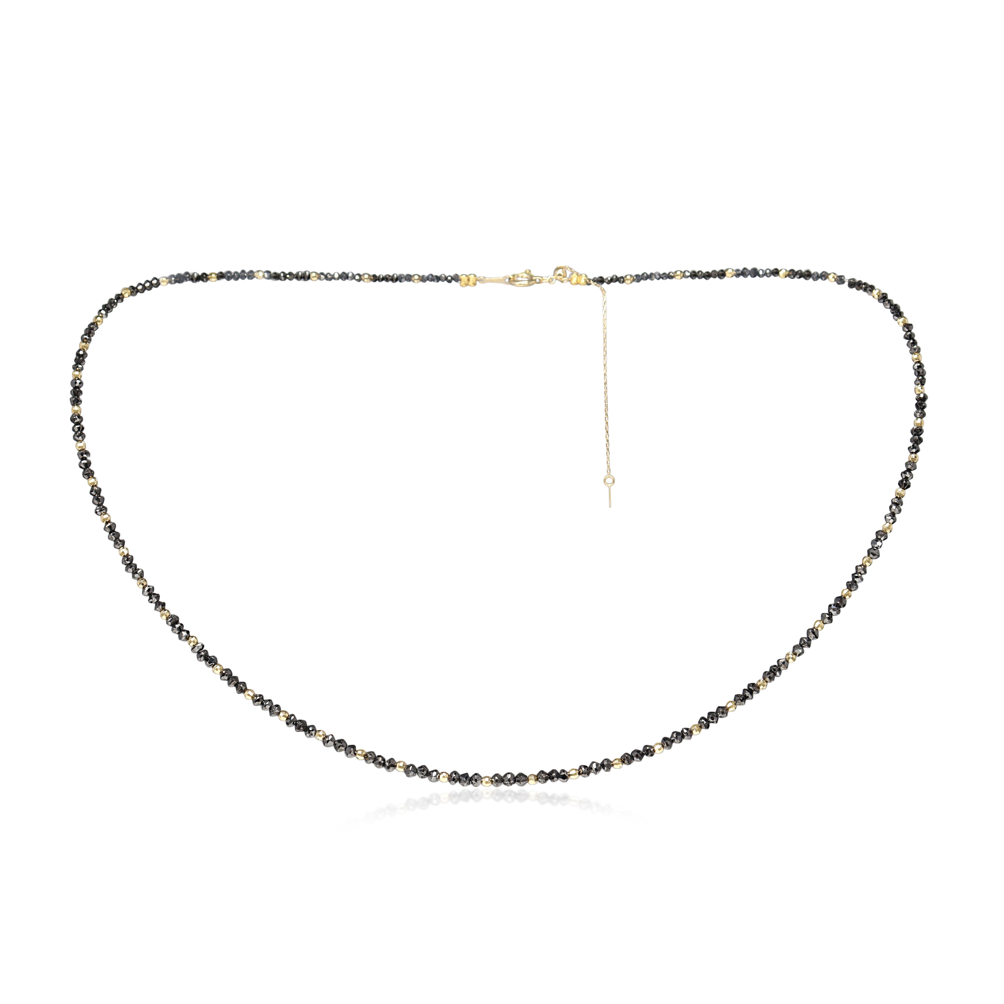 18ct Yellow Gold Faceted Black Diamond Necklace