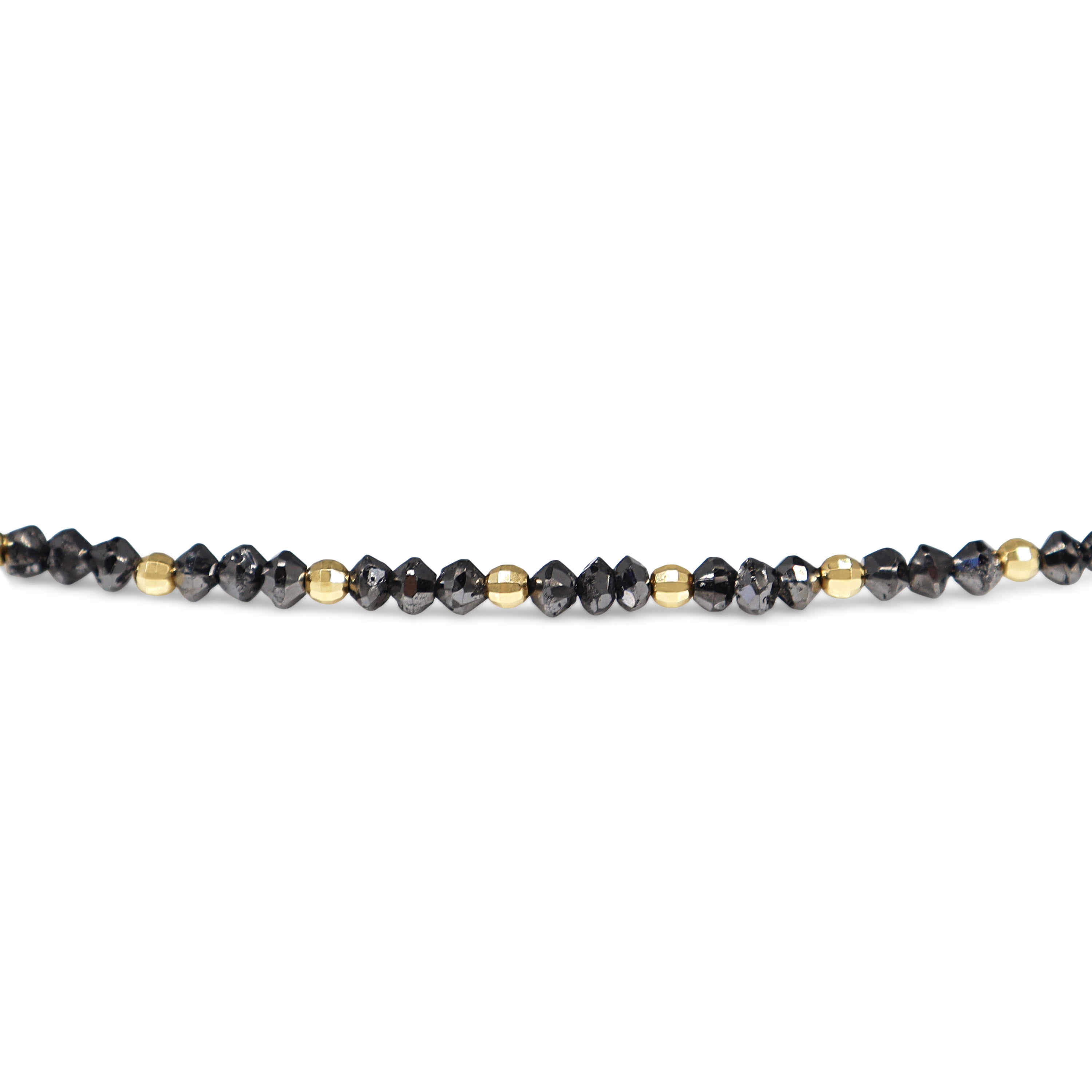 18ct Yellow Gold Faceted Black Diamond Necklace
