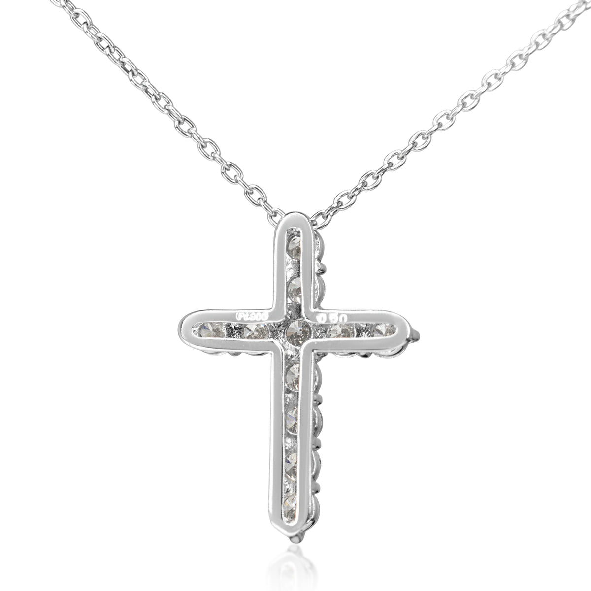 Platinum .50ct Diamond Cross Necklace