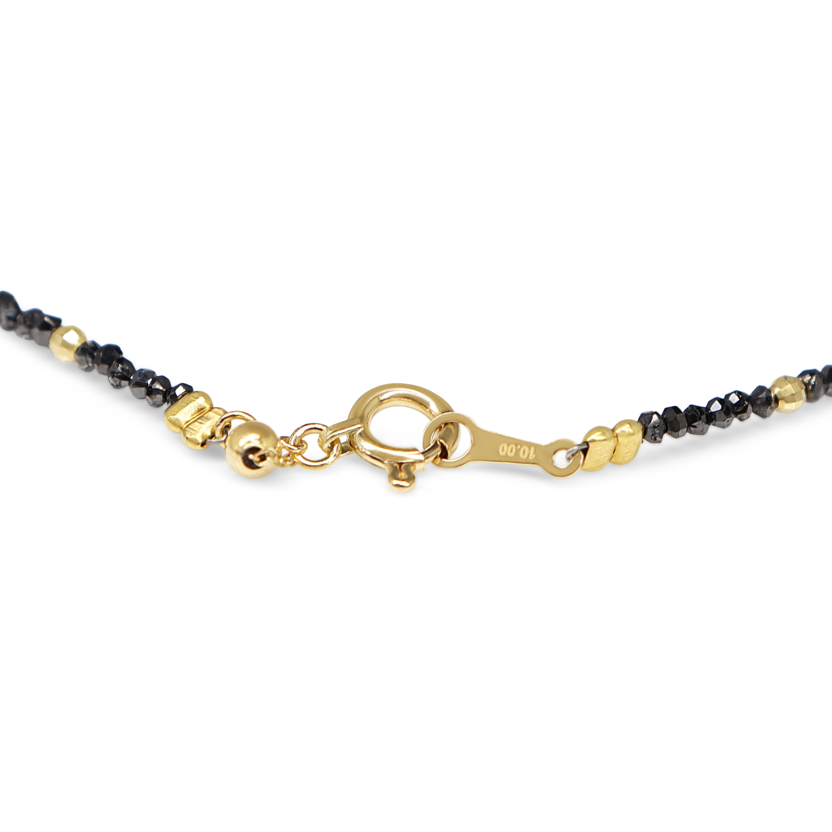 18ct Yellow Gold Faceted Black Diamond Necklace