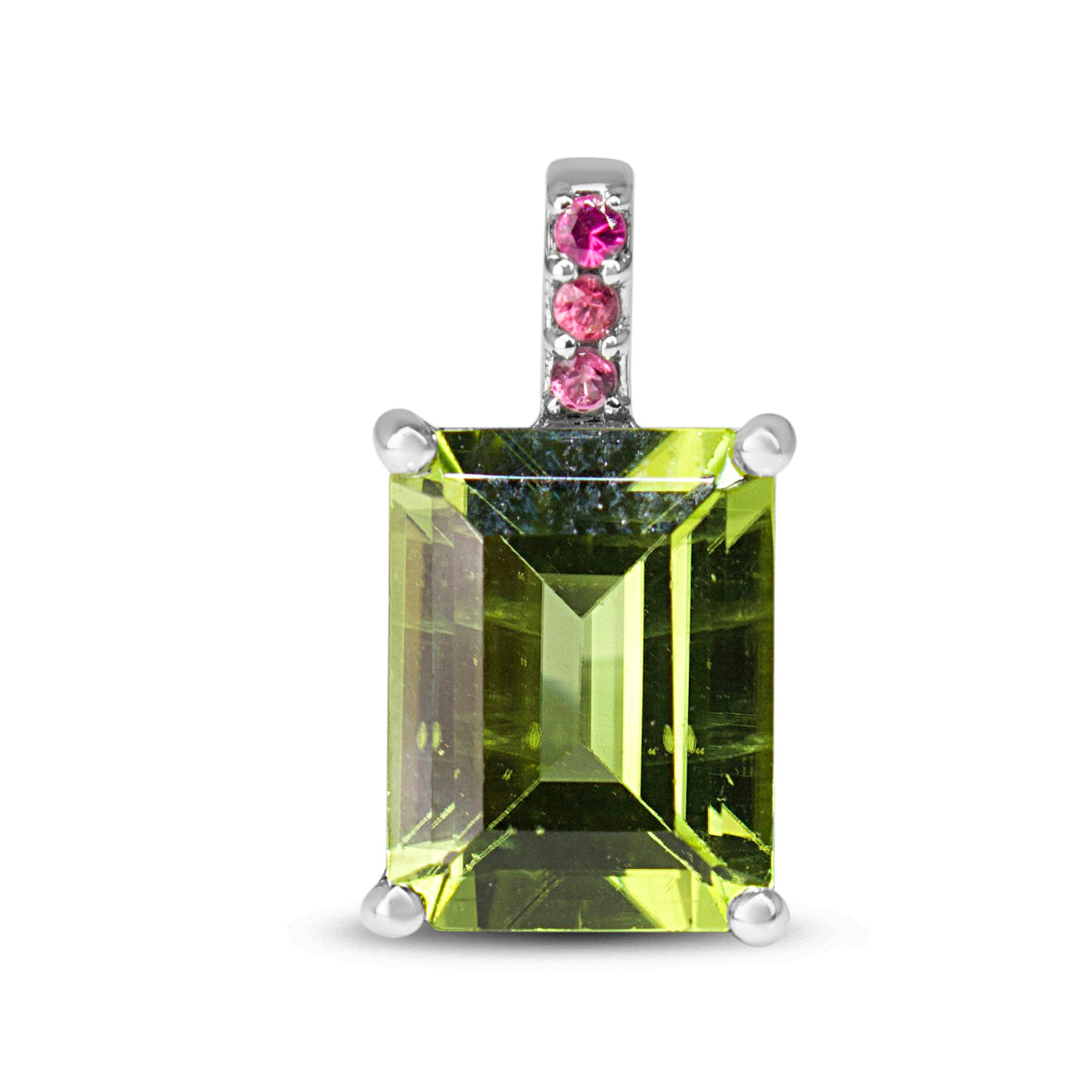 Platinum Peridot and Pink Sapphire Pendant