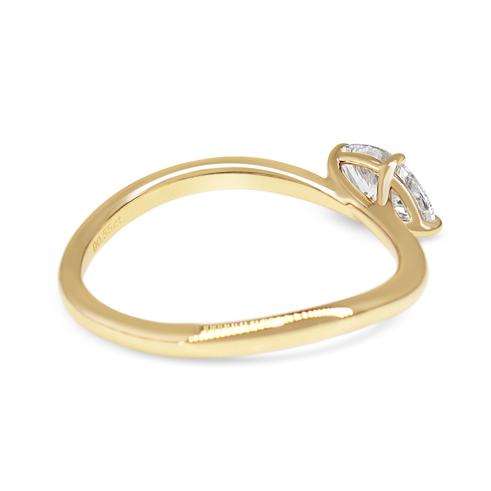 14ct Yellow Gold East West Marquise Diamond Curved Ring