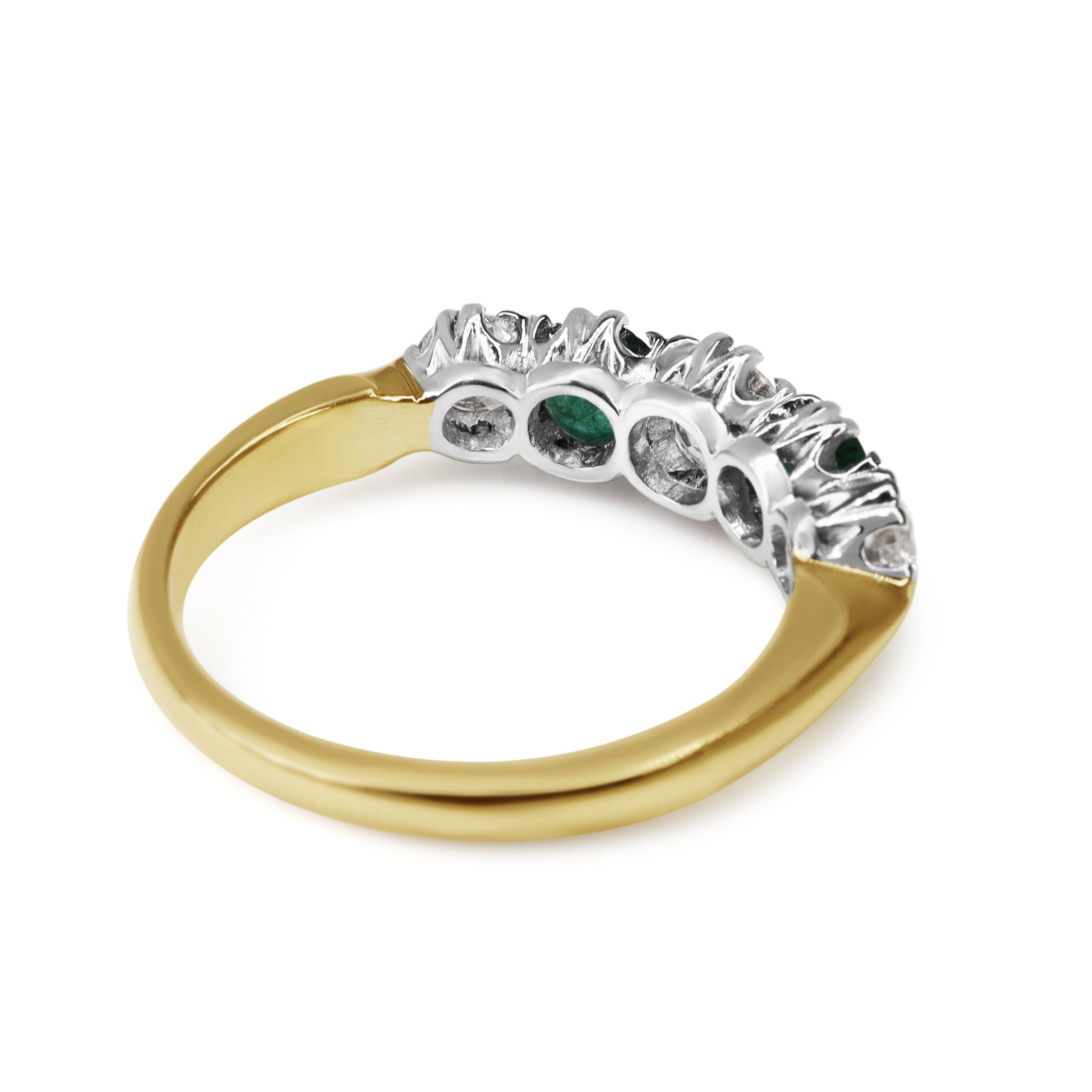 18ct Yellow and White Gold Emerald and Diamond 5 Stone Ring