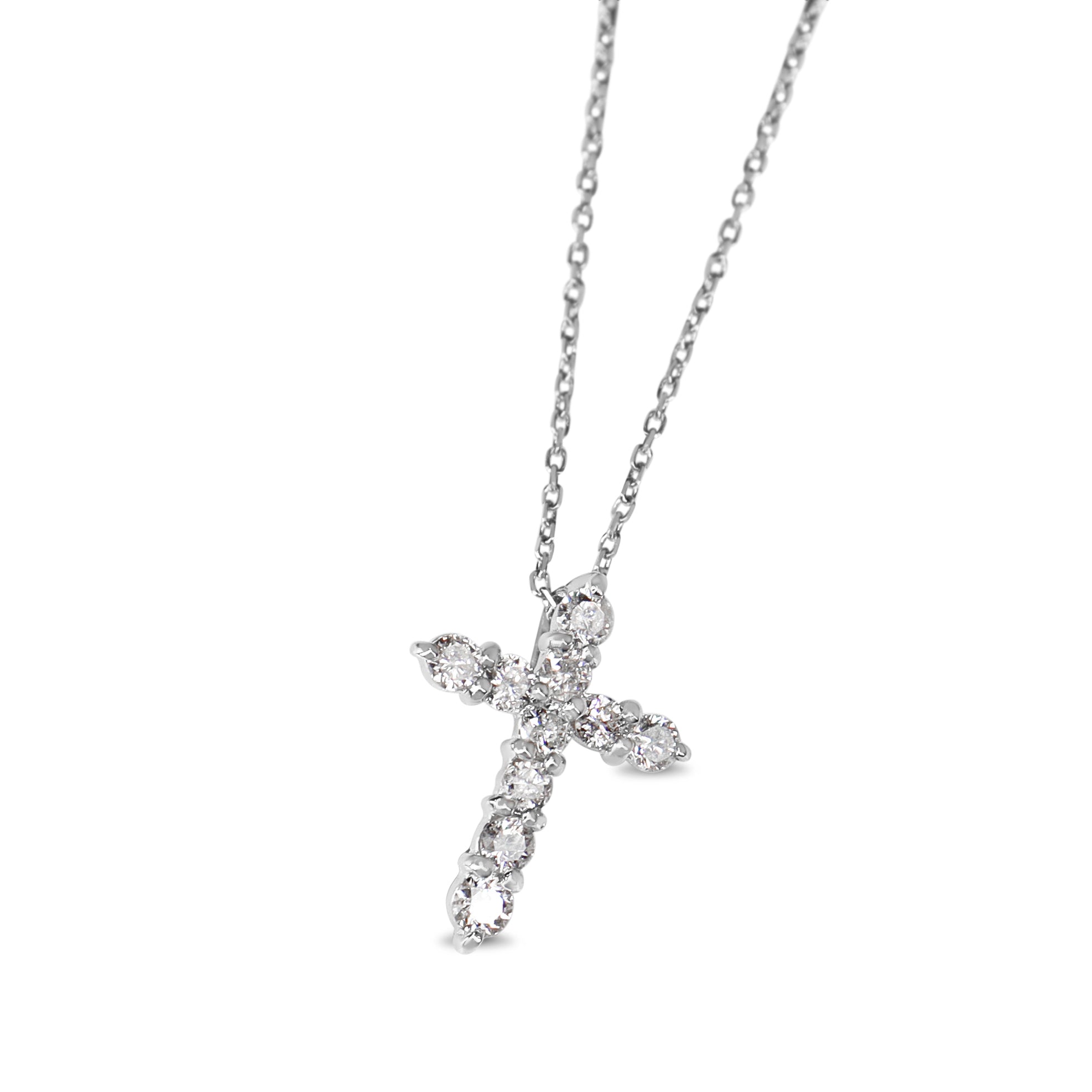 10ct White Gold .20ct Diamond Cross Necklace