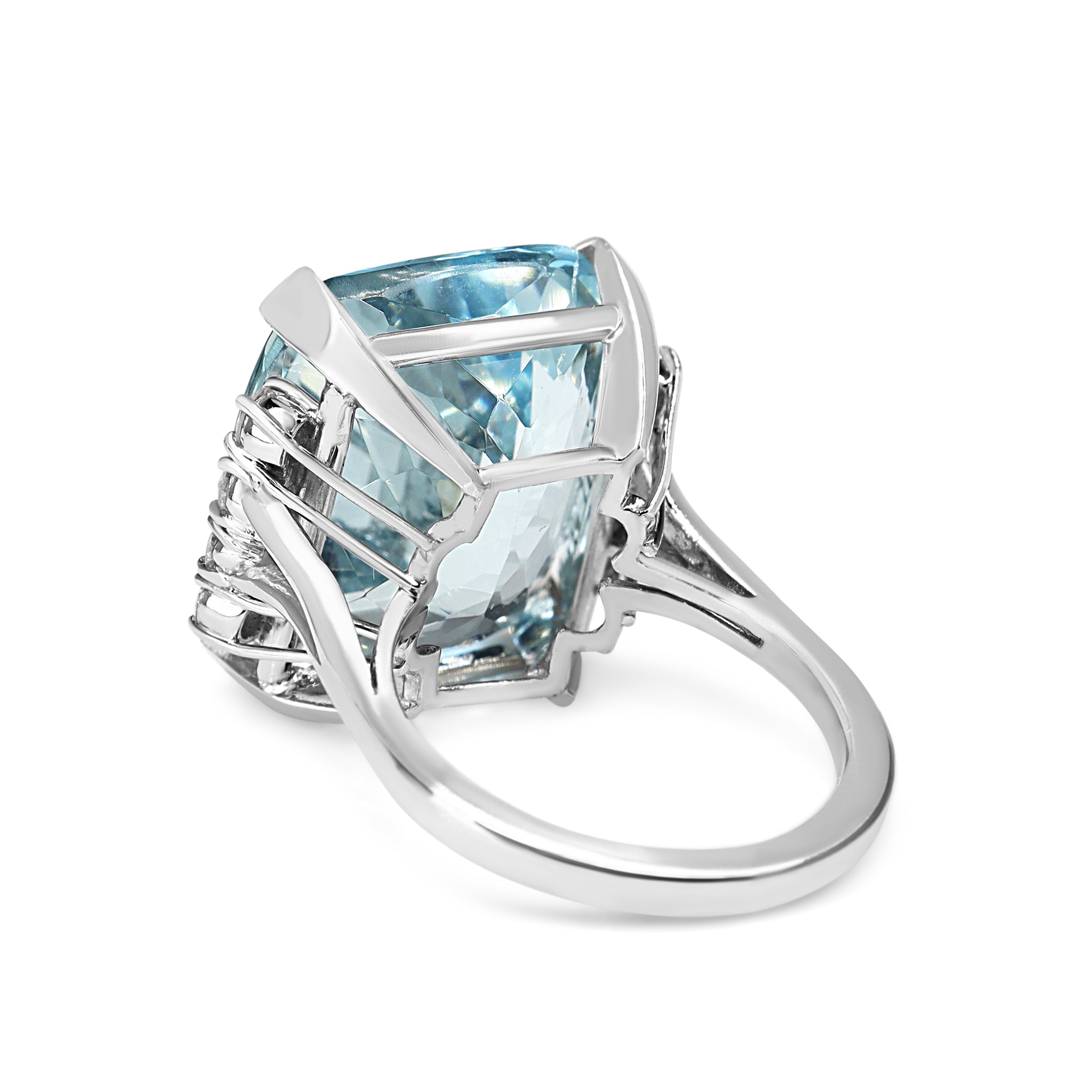 Platinum Aquamarine and Diamond Cocktail Ring