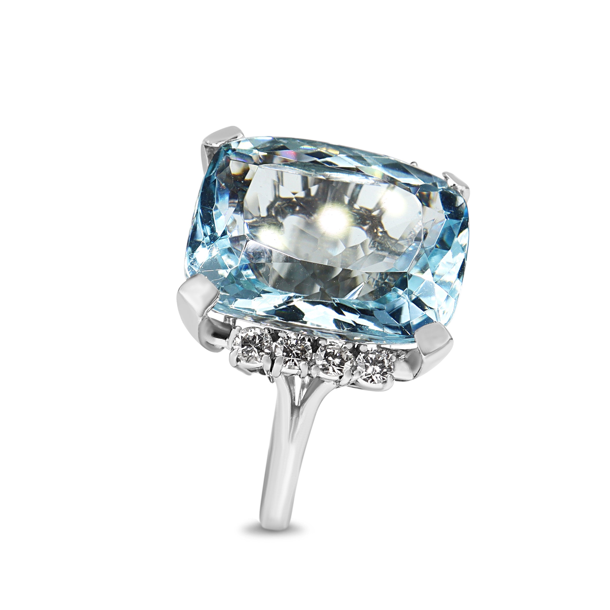 Platinum Aquamarine and Diamond Cocktail Ring