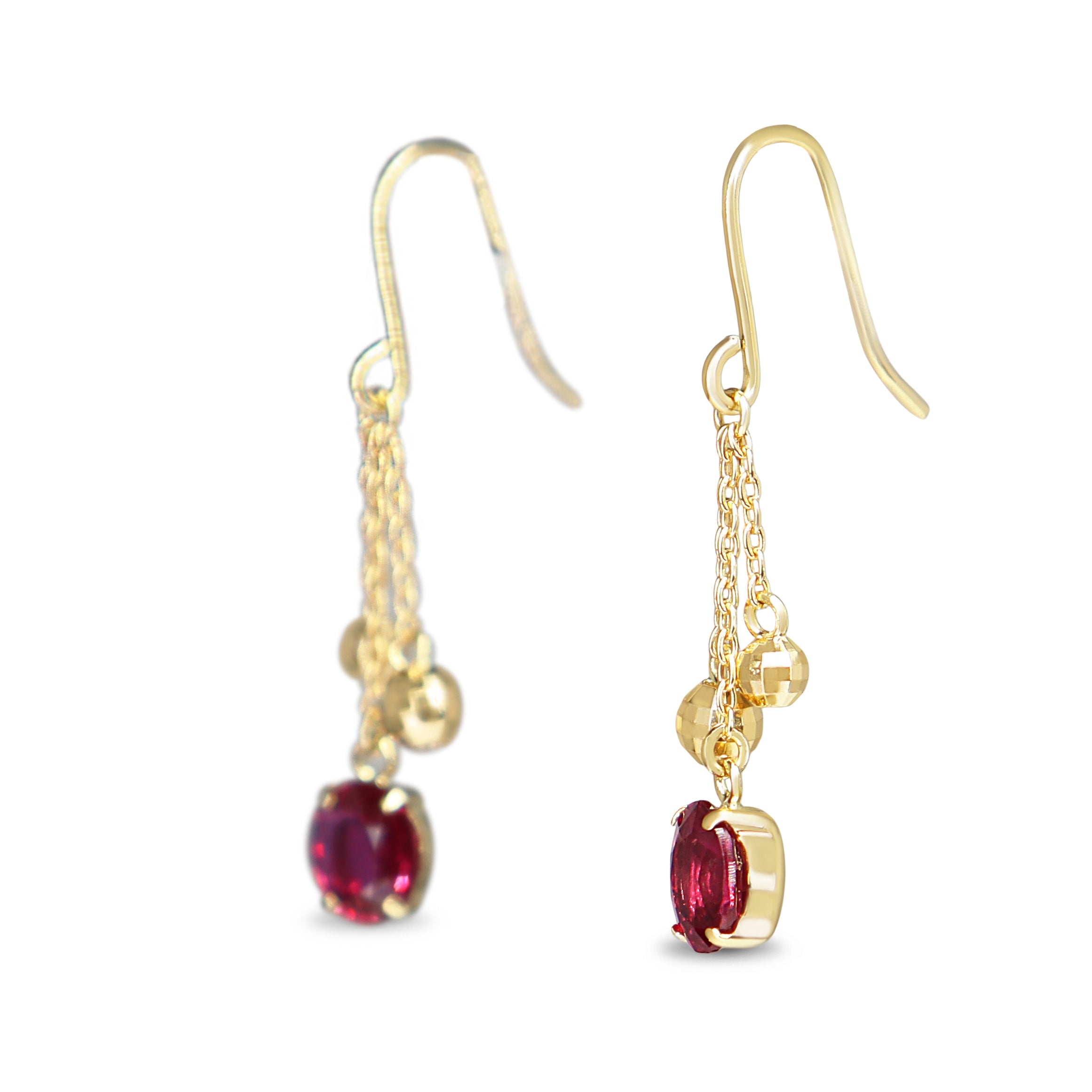 18ct Yellow Gold Ruby and Gold Ball Drop Earrings