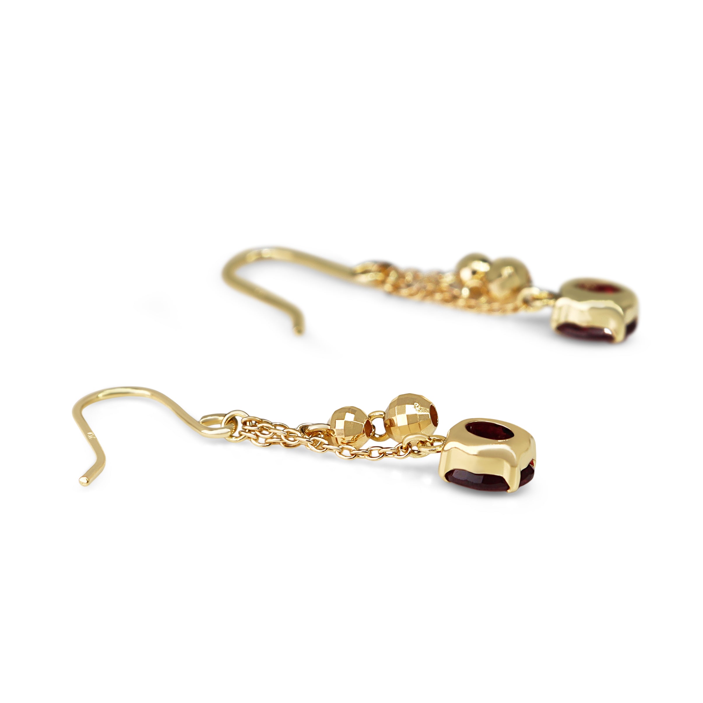 18ct Yellow Gold Ruby and Gold Ball Drop Earrings