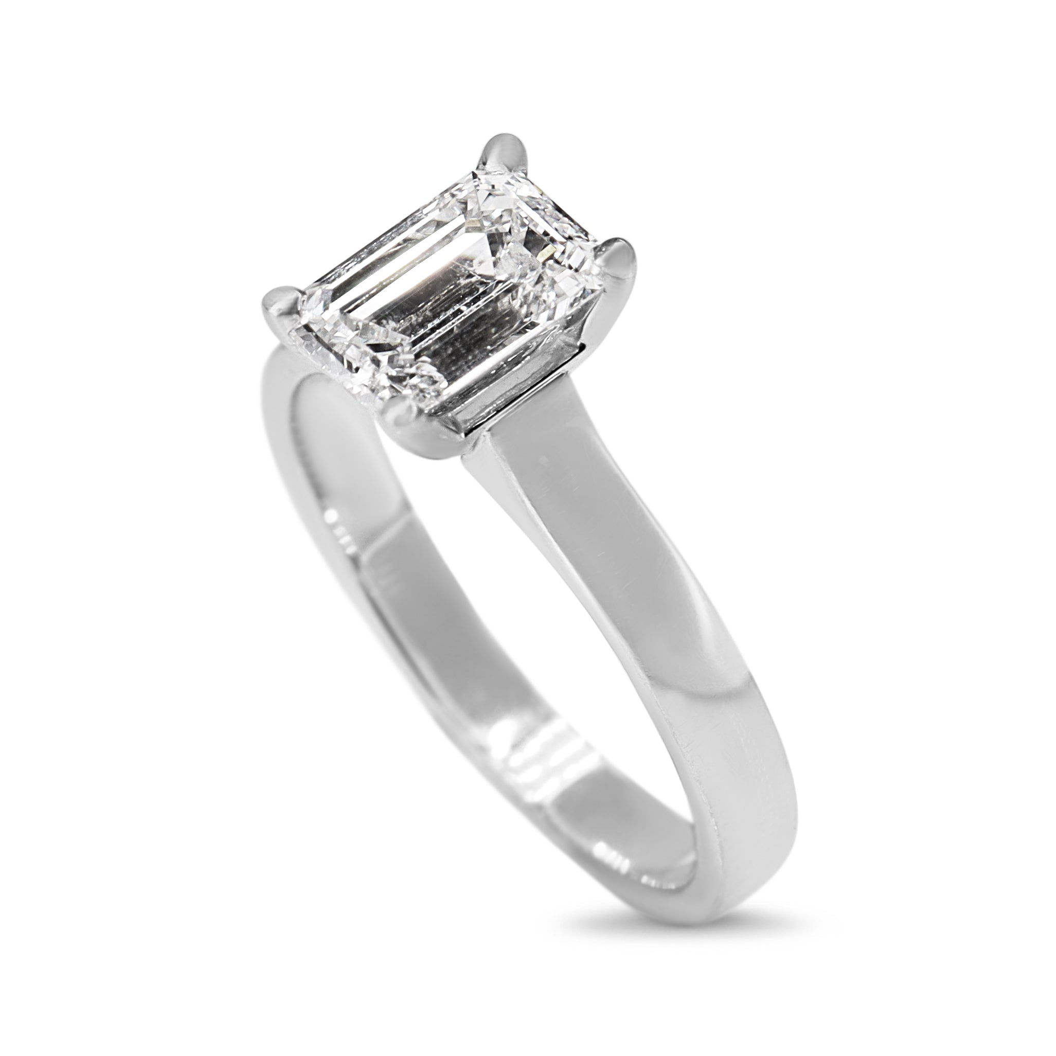 18ct White Gold 1.50ct Emerald Cut Diamond Solitaire Ring