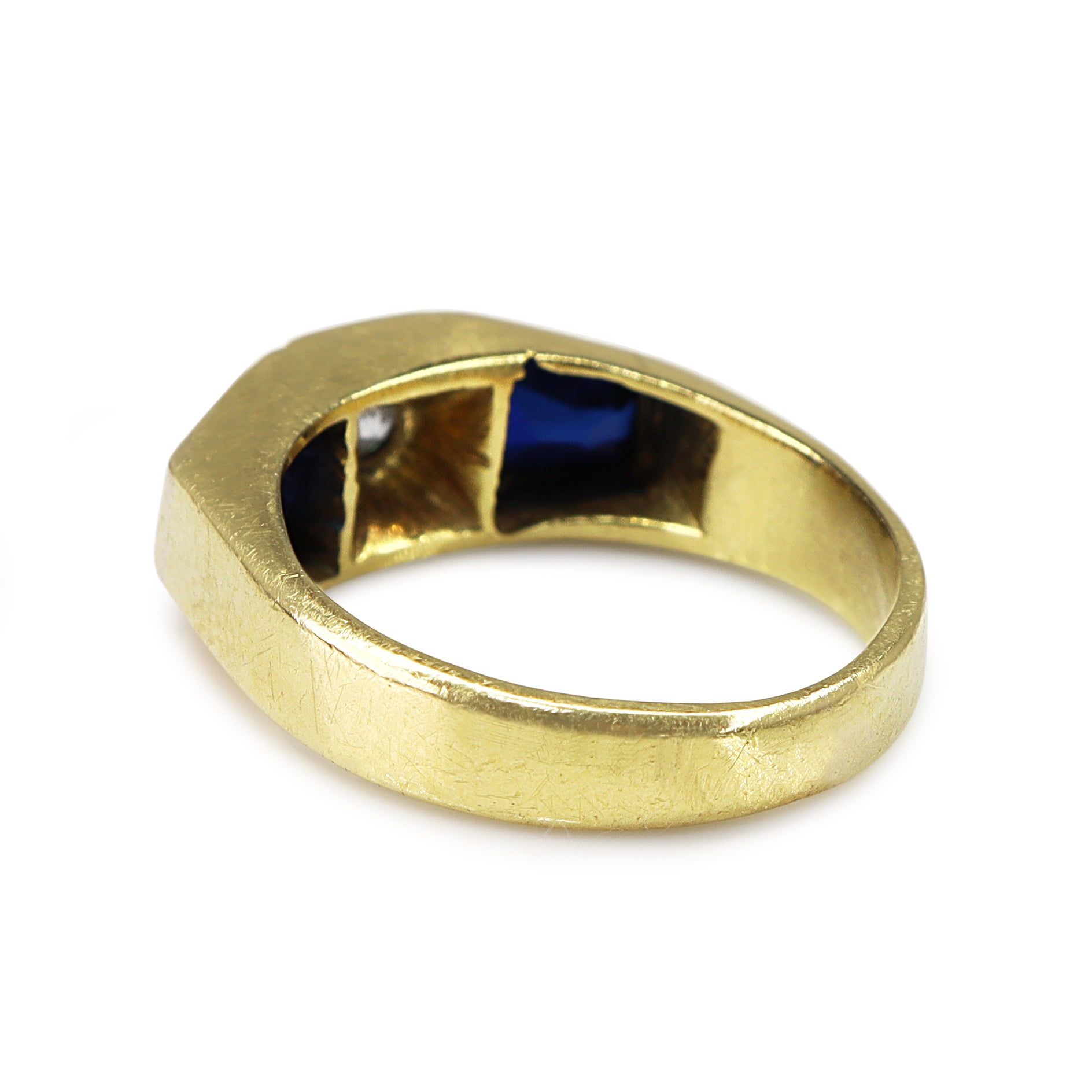 18ct Yellow and White Gold Sapphire and Diamond 3 Stone Ring