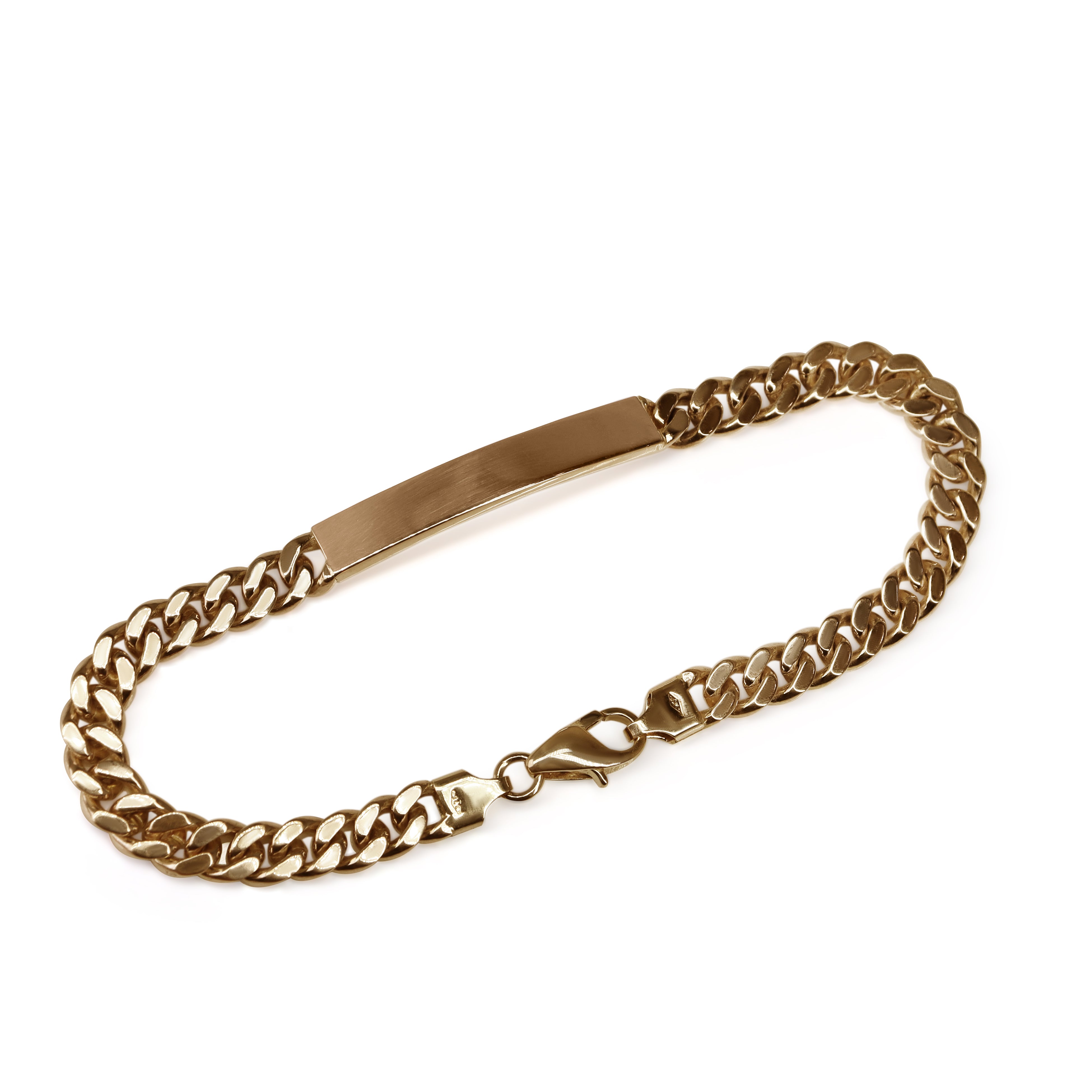 9ct Yellow Gold Flat Curb Link ID Bracelet