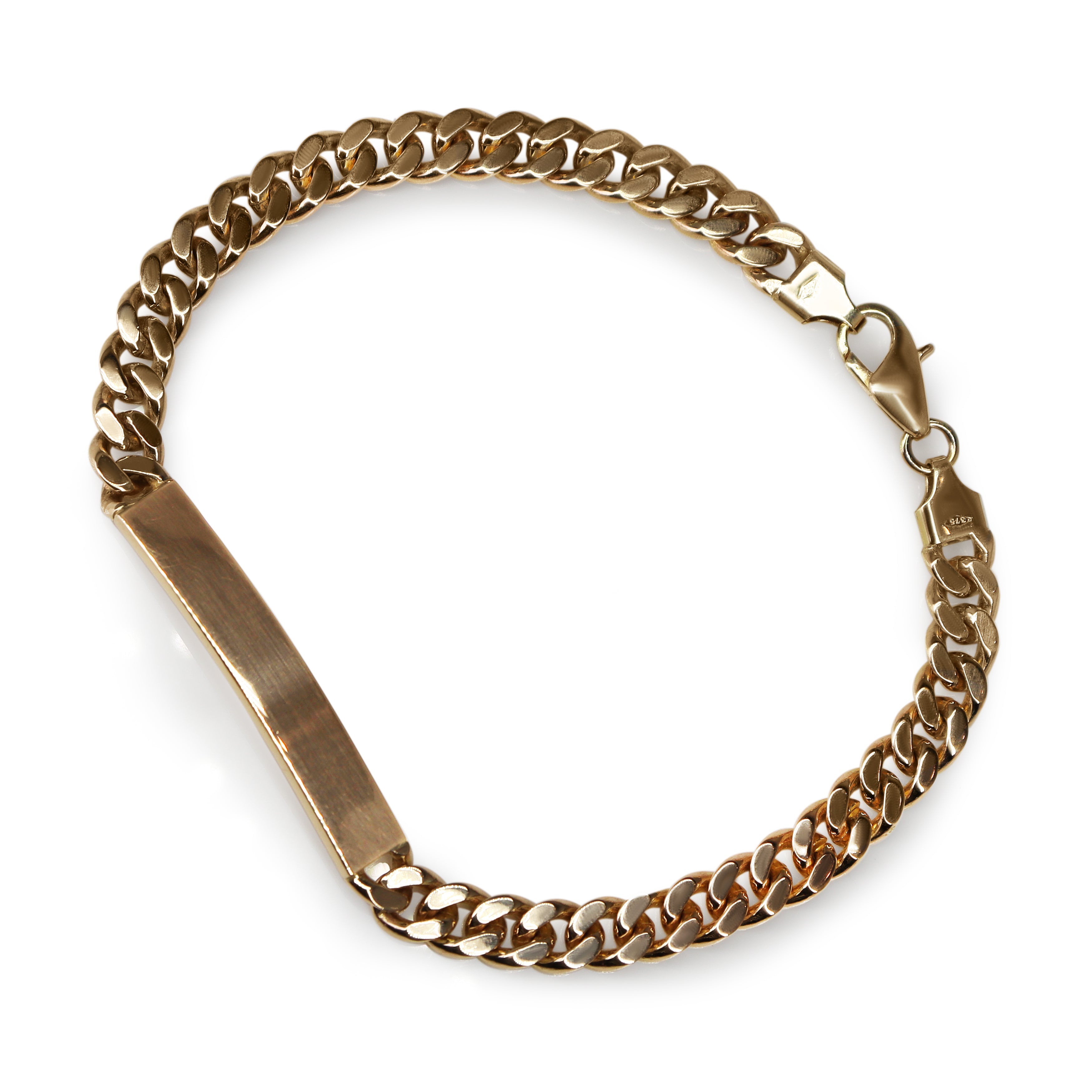 9ct Yellow Gold Flat Curb Link ID Bracelet
