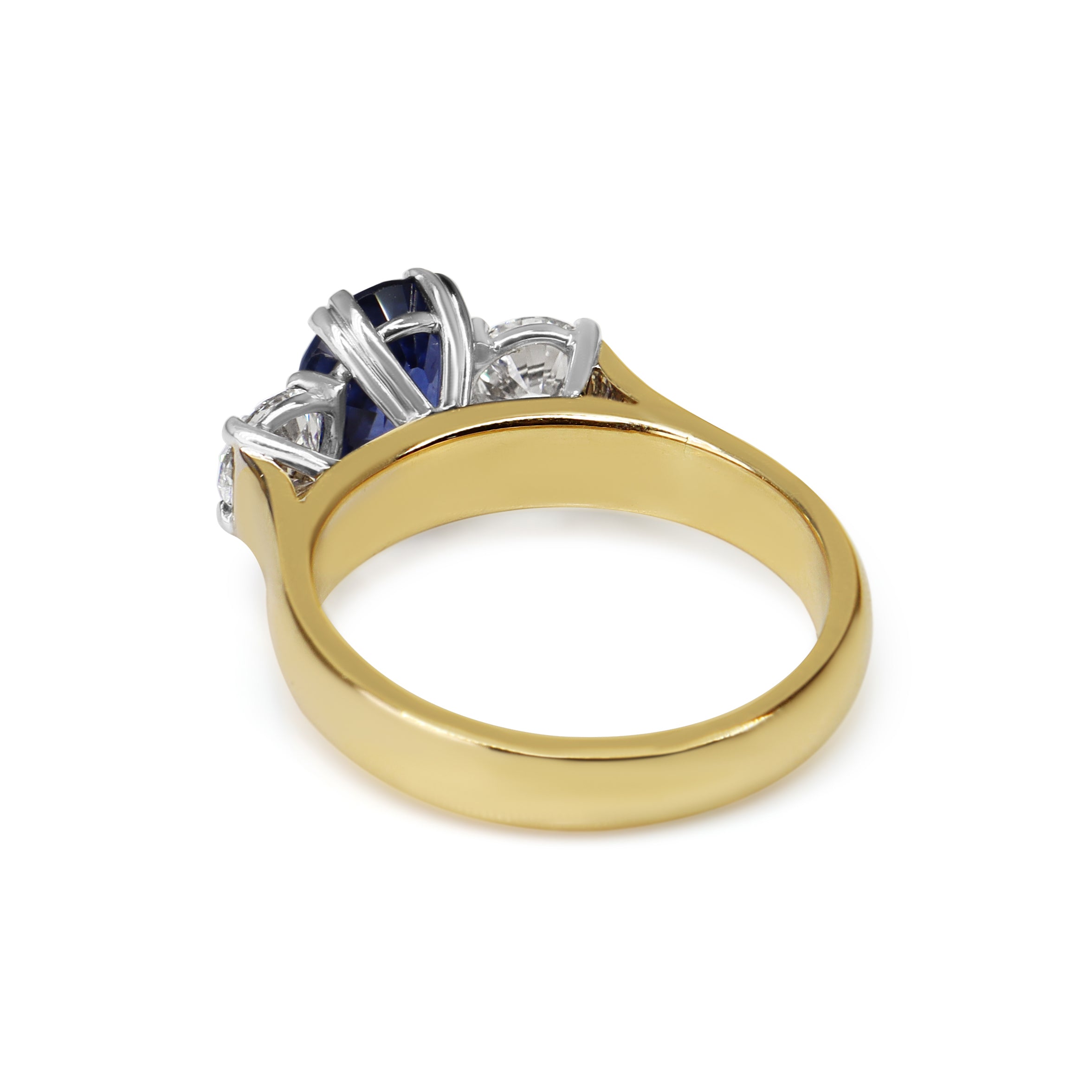 18ct Yellow and White Gold Sapphire and Diamond 3 Stone Ring