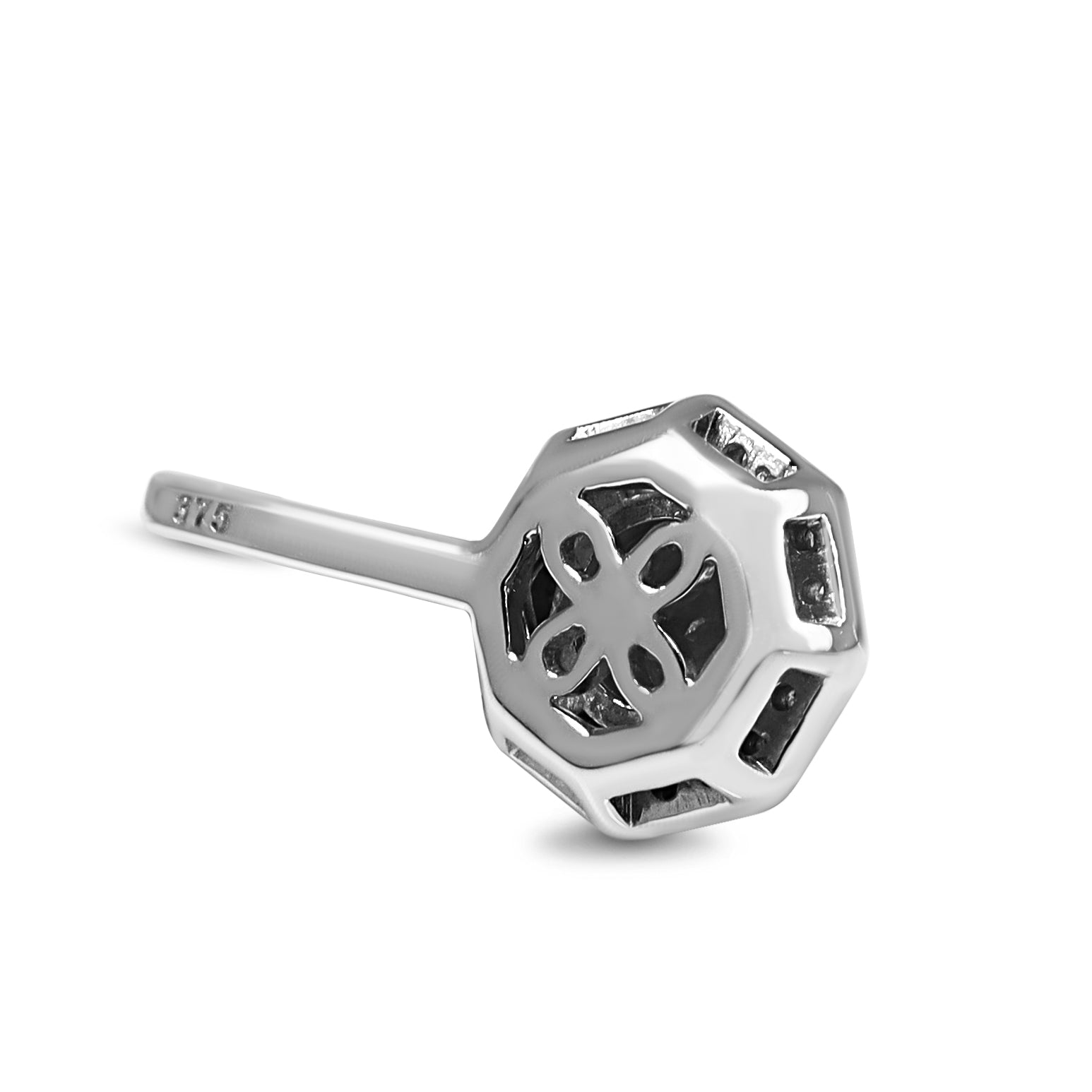 9ct Rose Gold Aquamarine and Diamond Hexagon Halo Pendant