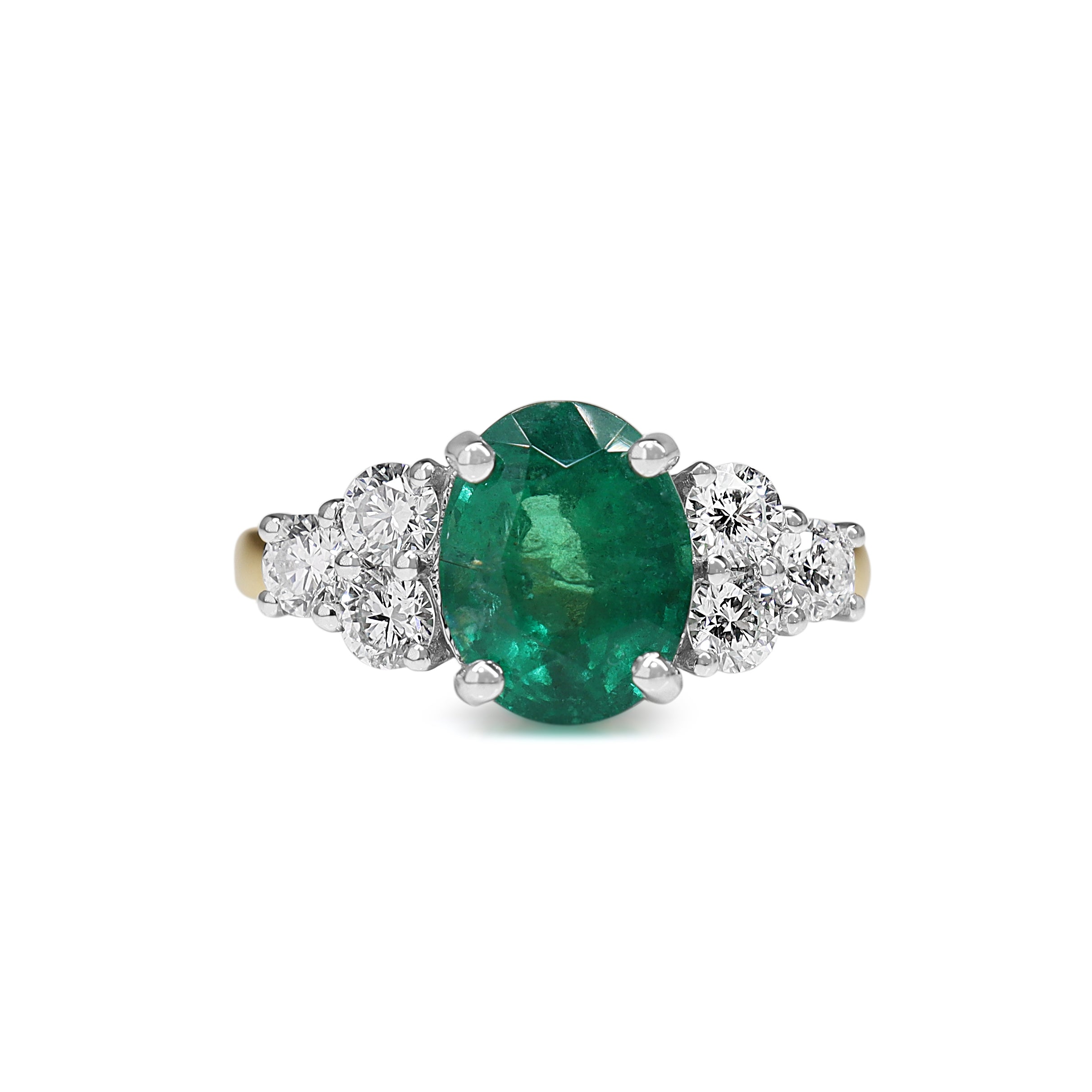18ct Yellow and White Gold Emerald and Diamond Ring