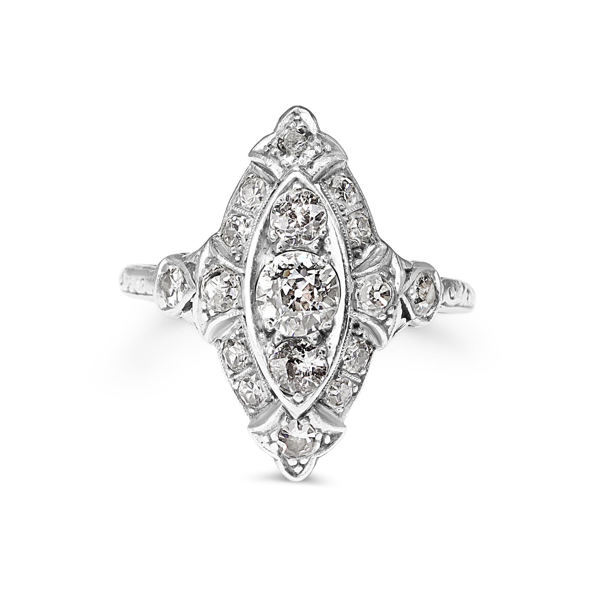 Platinum Art Deco Old Cut Diamond Ring