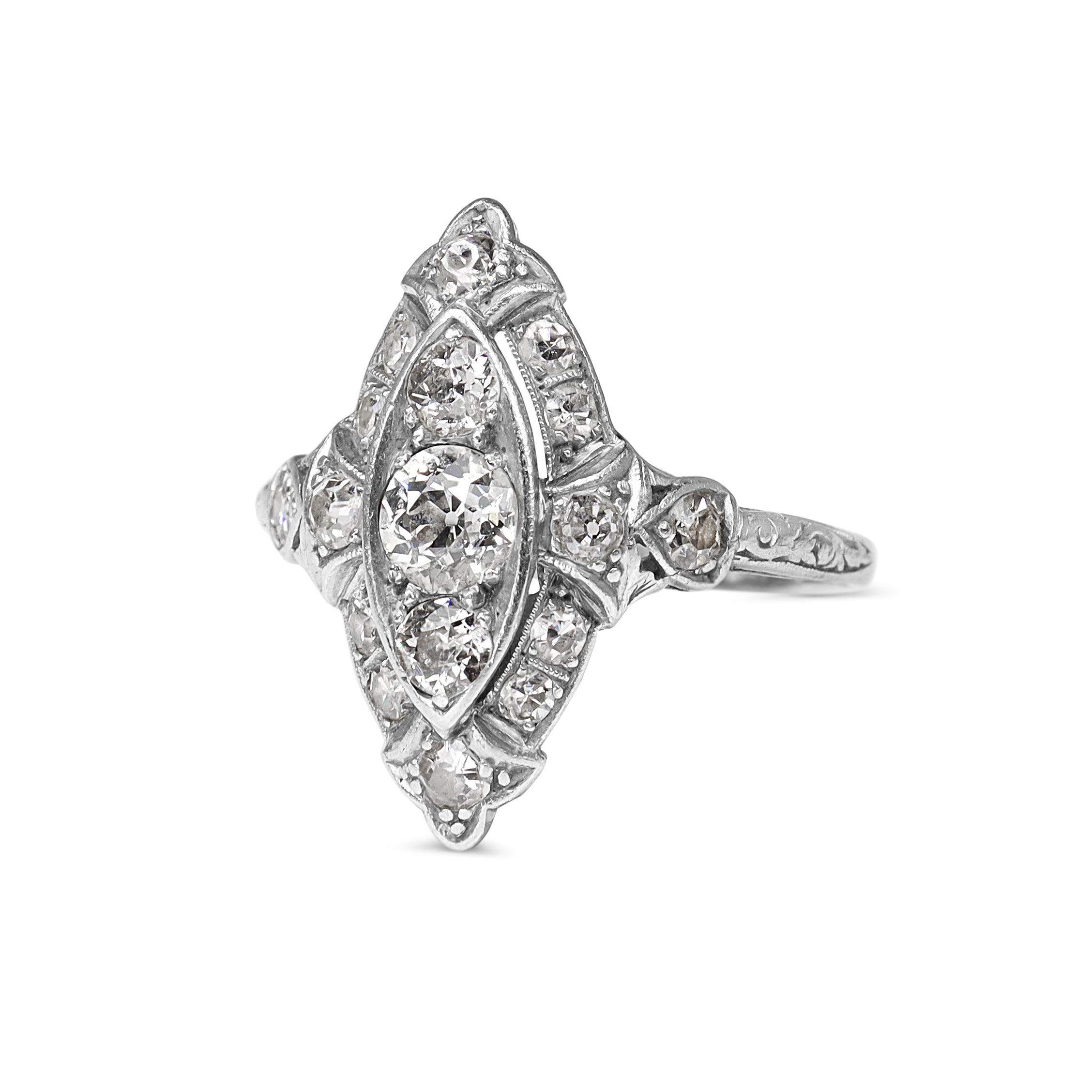 Platinum Art Deco Old Cut Diamond Ring