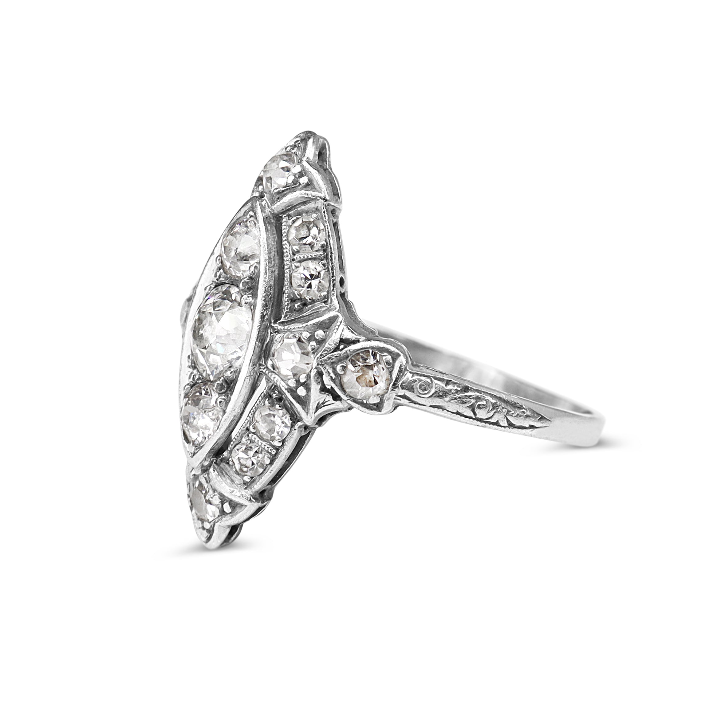 Platinum Art Deco Old Cut Diamond Ring