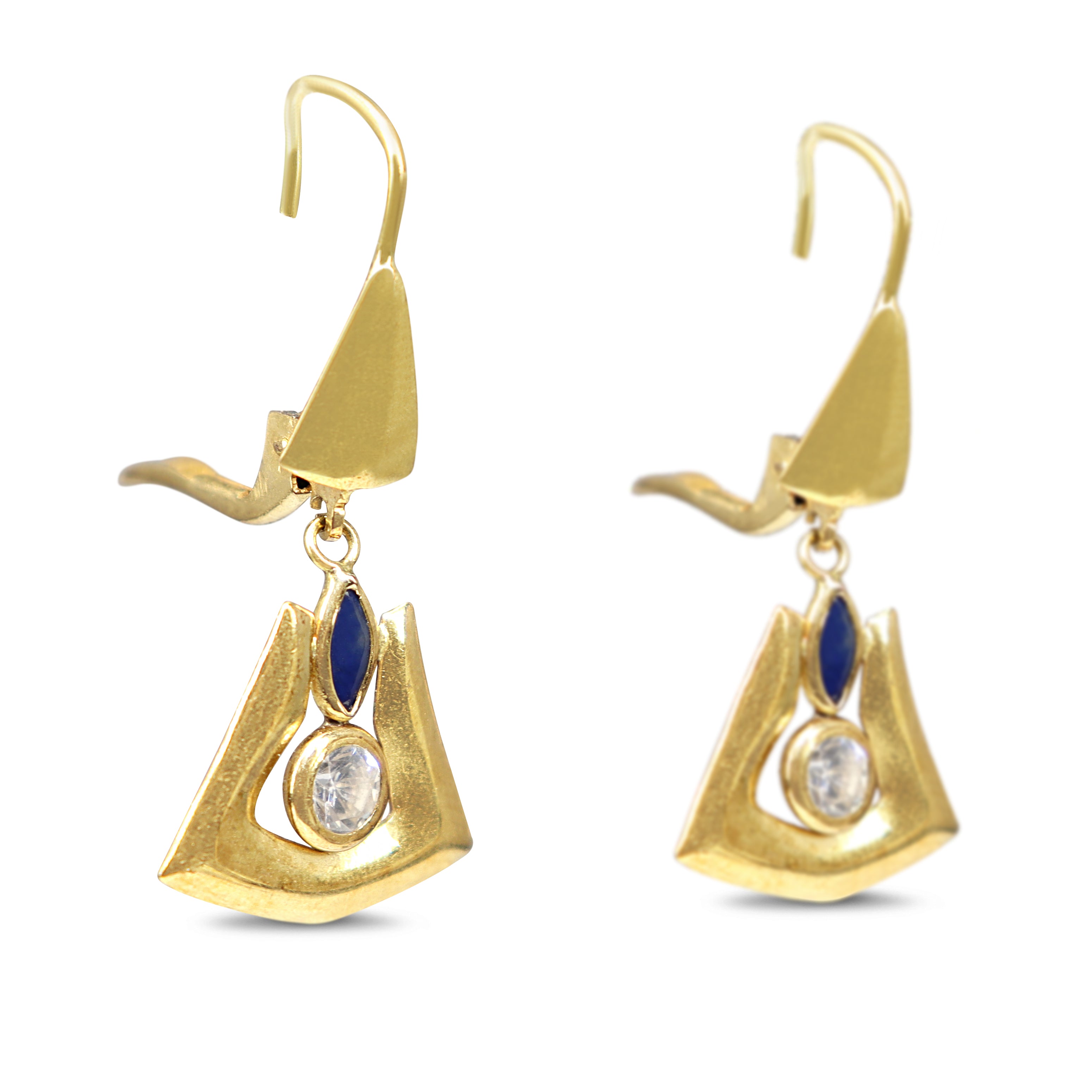 18ct Yellow Gold Sapphire and Cubic Zirconia Earrings