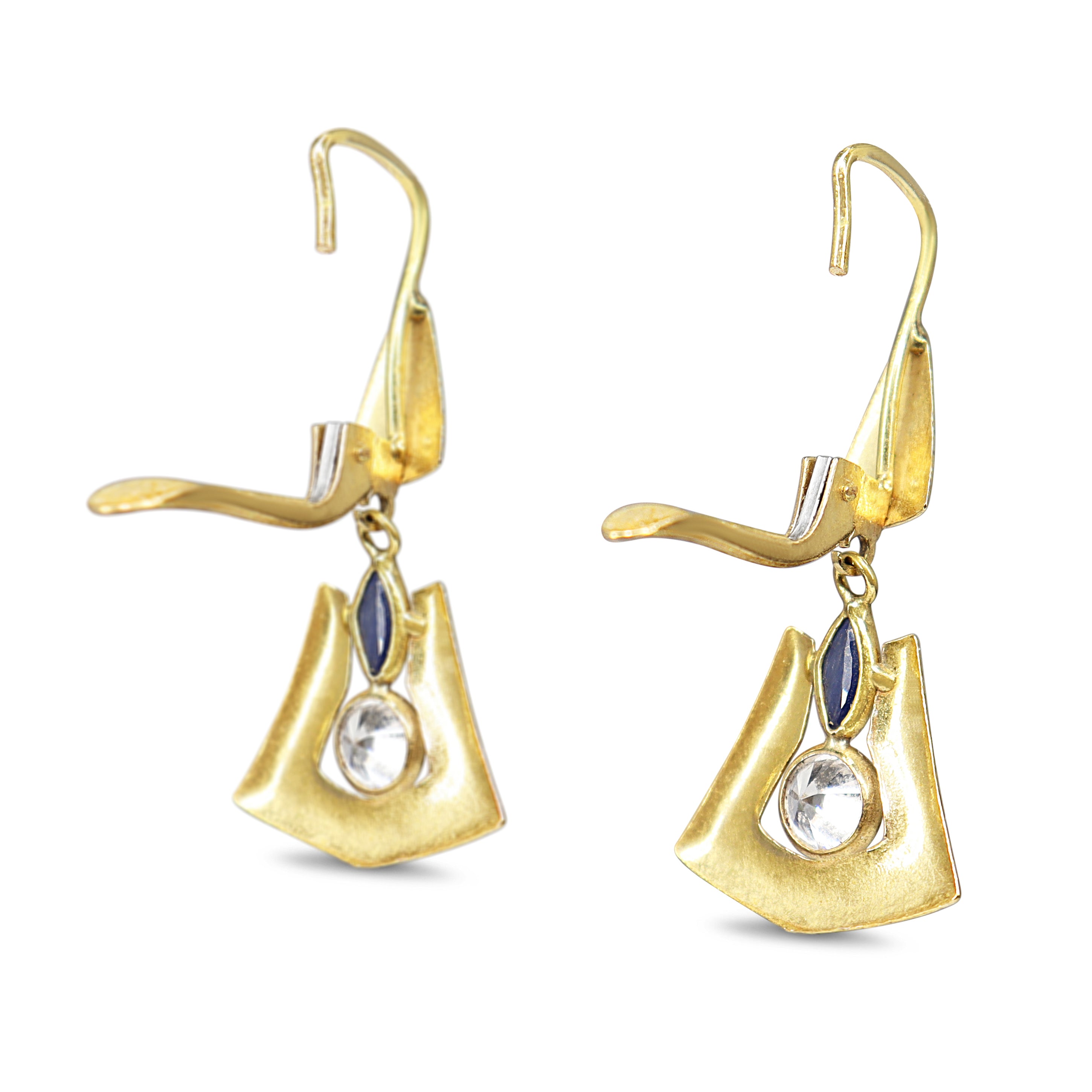 18ct Yellow Gold Sapphire and Cubic Zirconia Earrings