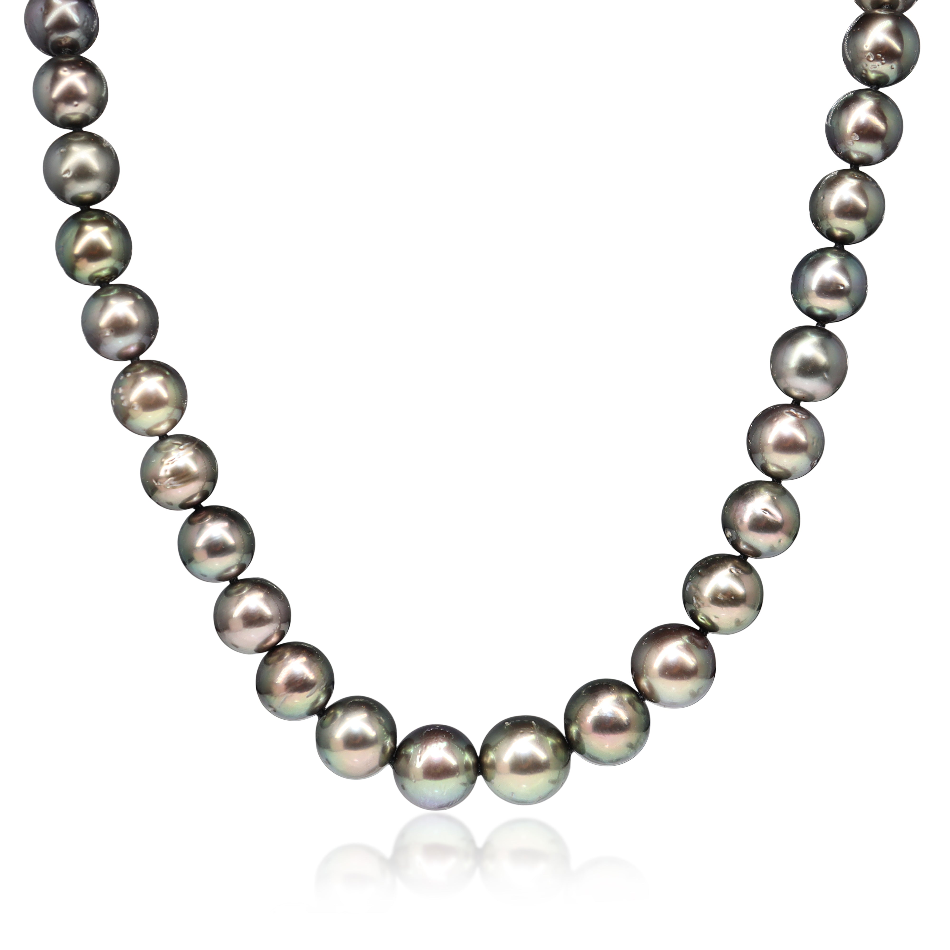8 - 12mm Tahitian Pearl Strand Necklace on Silver Clasp