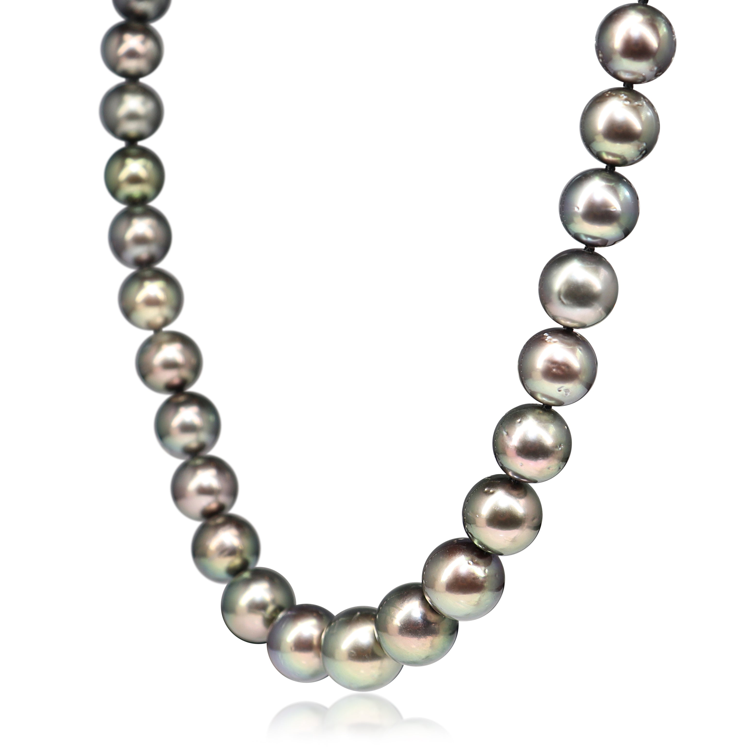 8 - 12mm Tahitian Pearl Strand Necklace on Silver Clasp