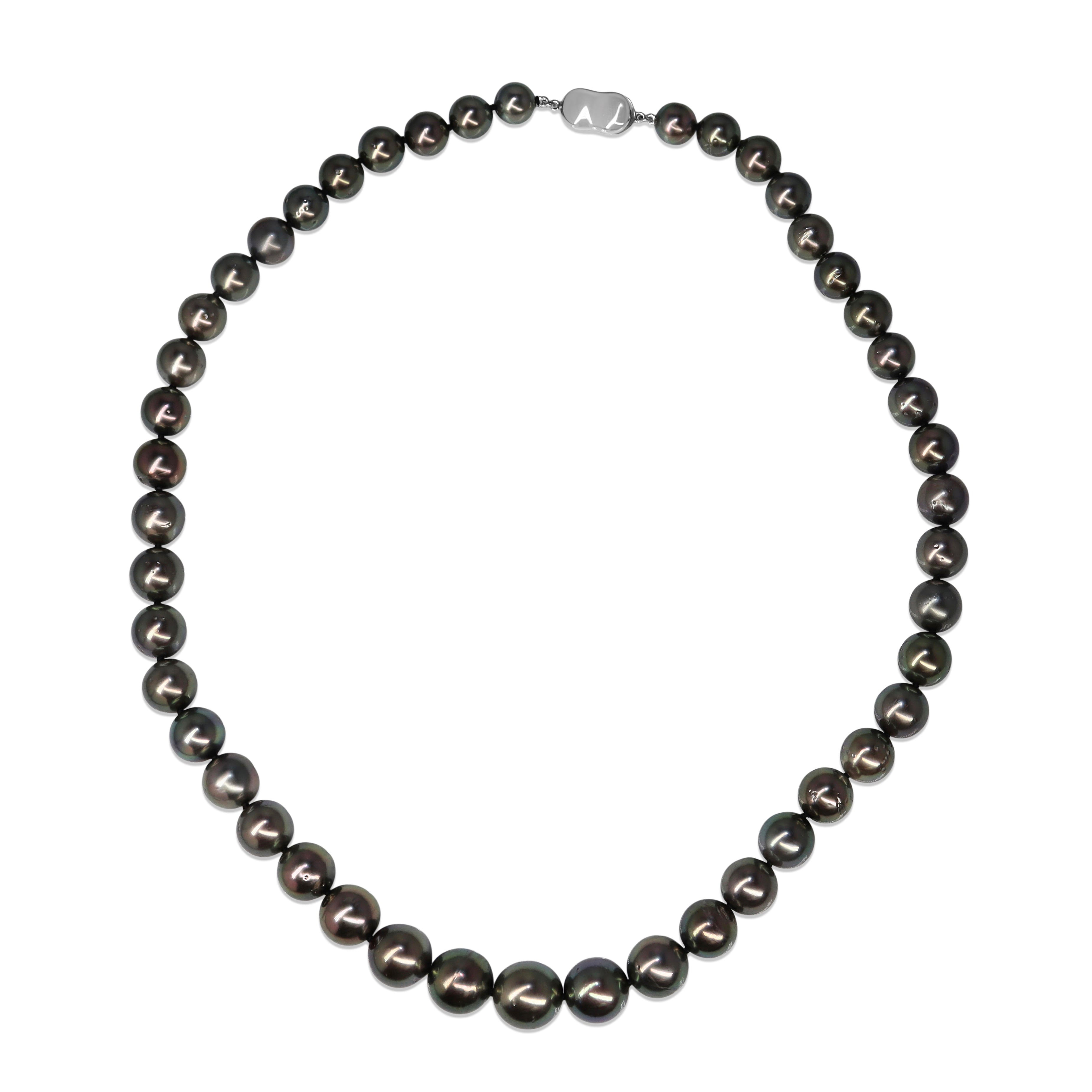 8 - 12mm Tahitian Pearl Strand Necklace on Silver Clasp