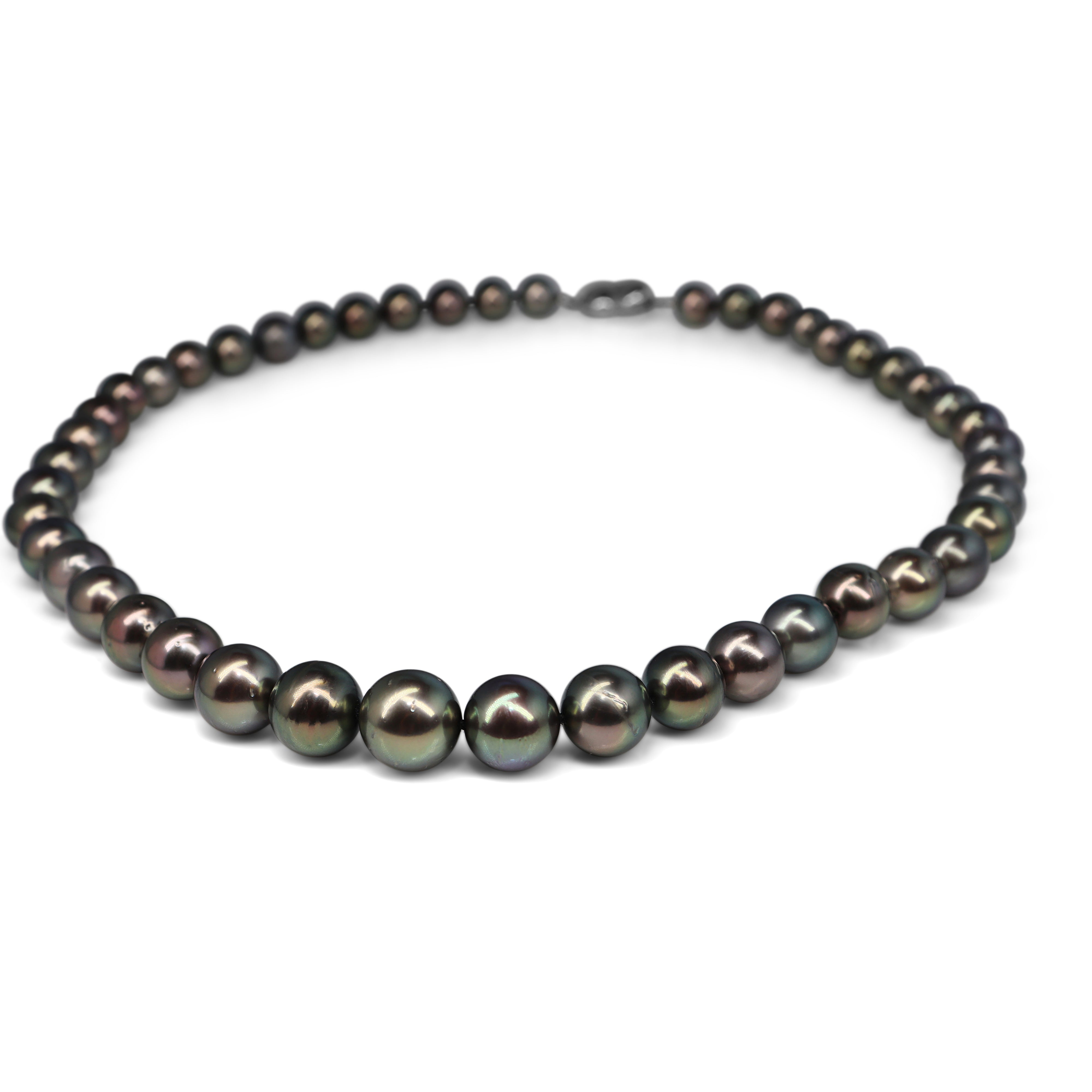 8 - 12mm Tahitian Pearl Strand Necklace on Silver Clasp
