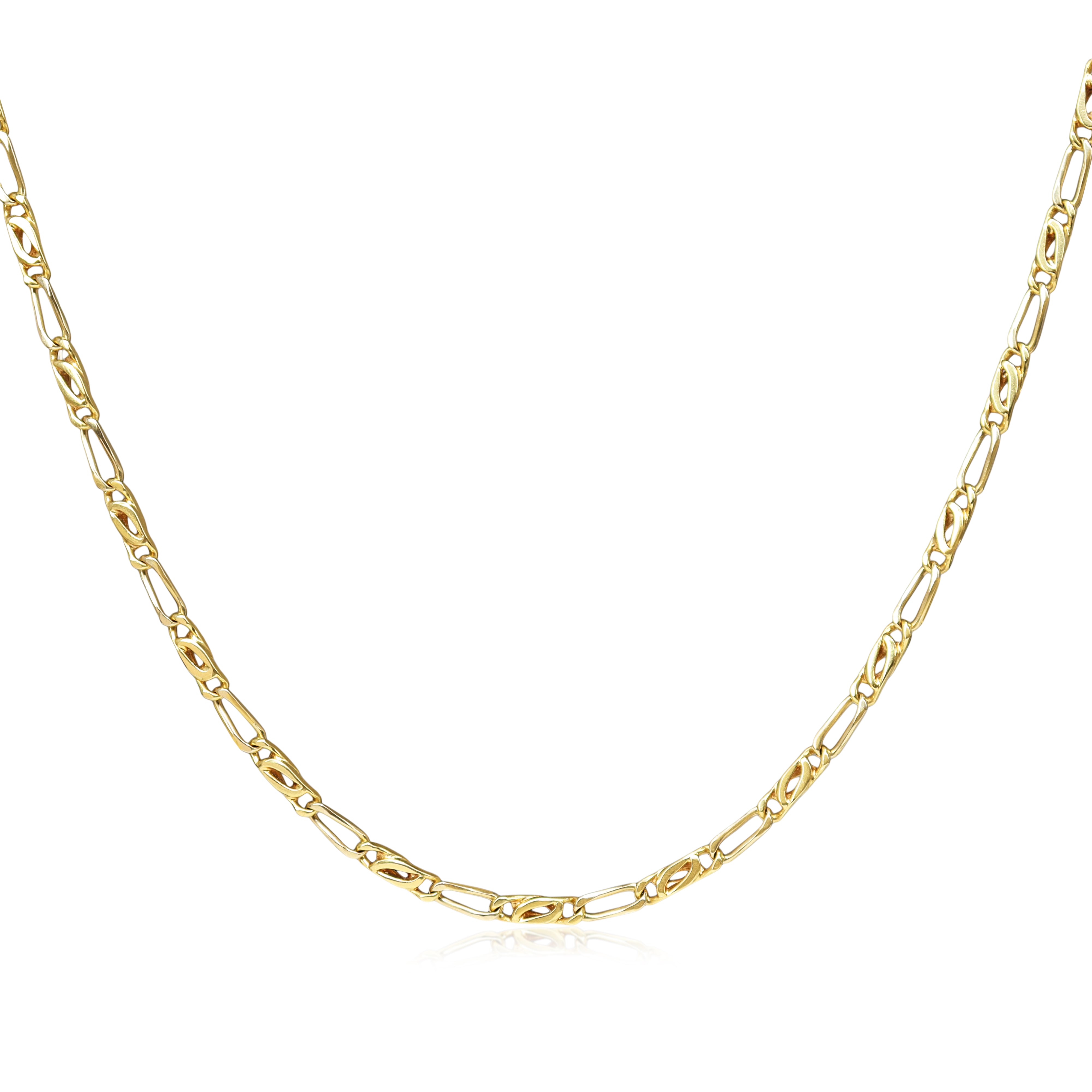 18ct Yellow Gold Fancy Flat Link Chain Necklace