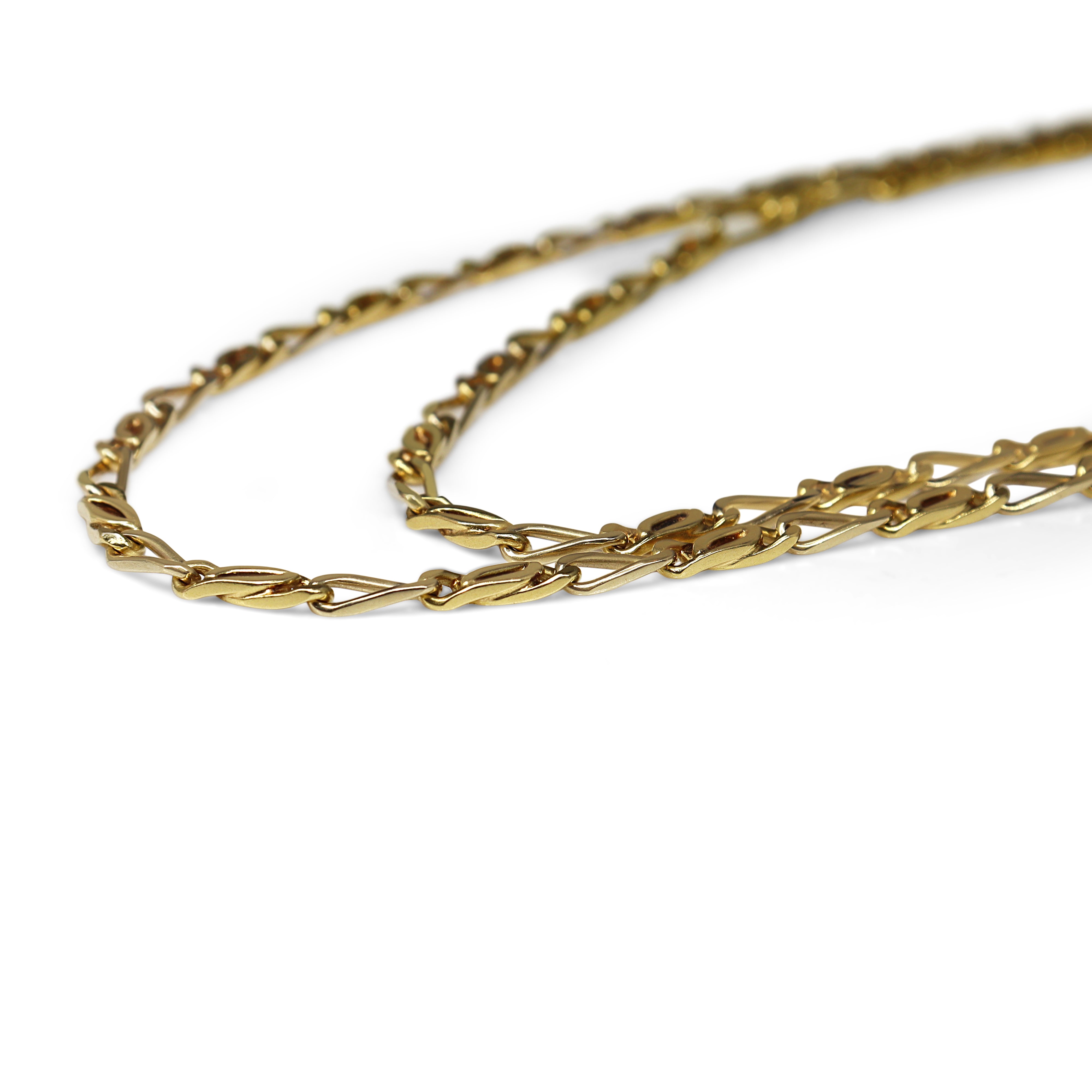 18ct Yellow Gold Fancy Flat Link Chain Necklace
