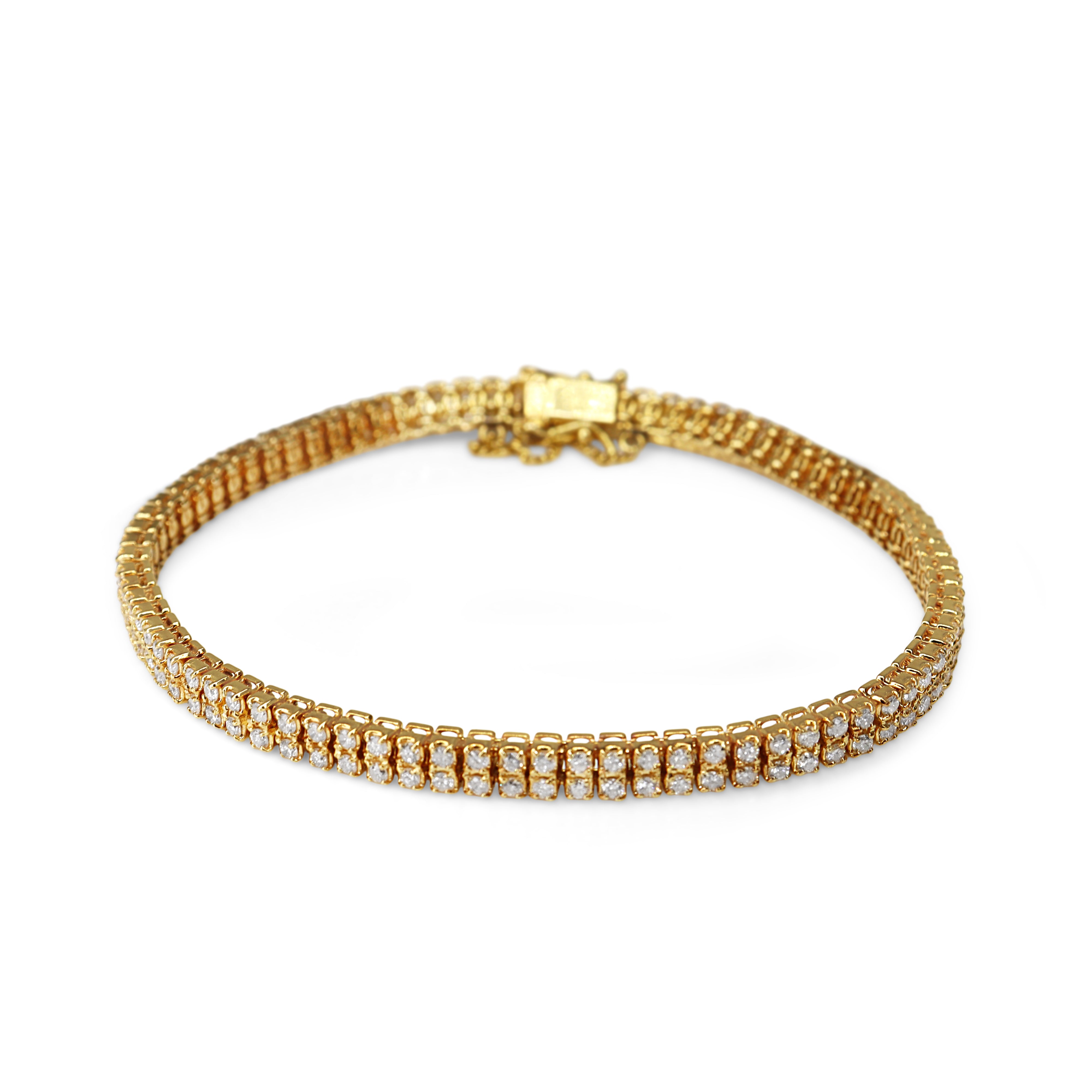 18ct Yellow Gold 3.00ct Double Row Diamond Bracelet