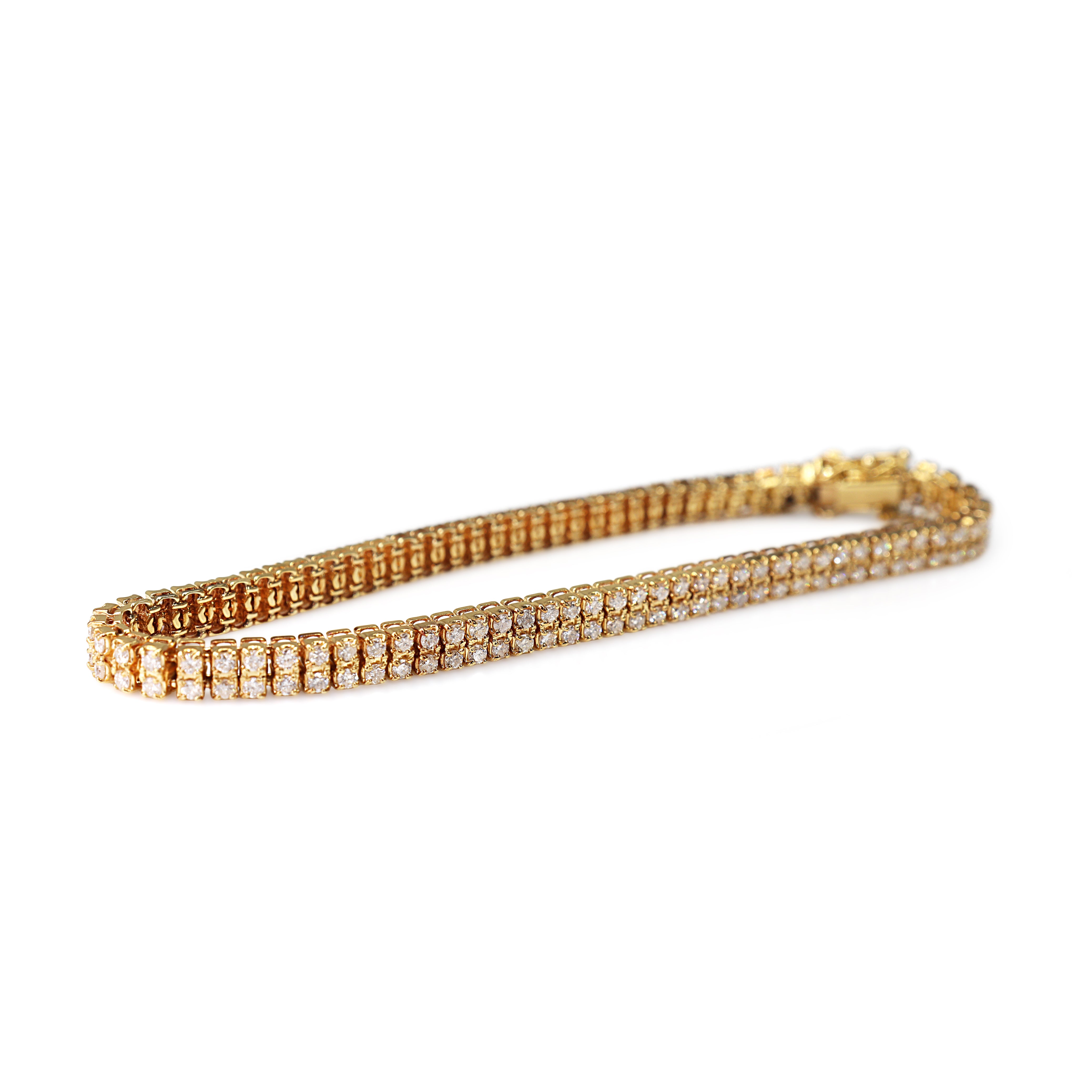 18ct Yellow Gold 3.00ct Double Row Diamond Bracelet