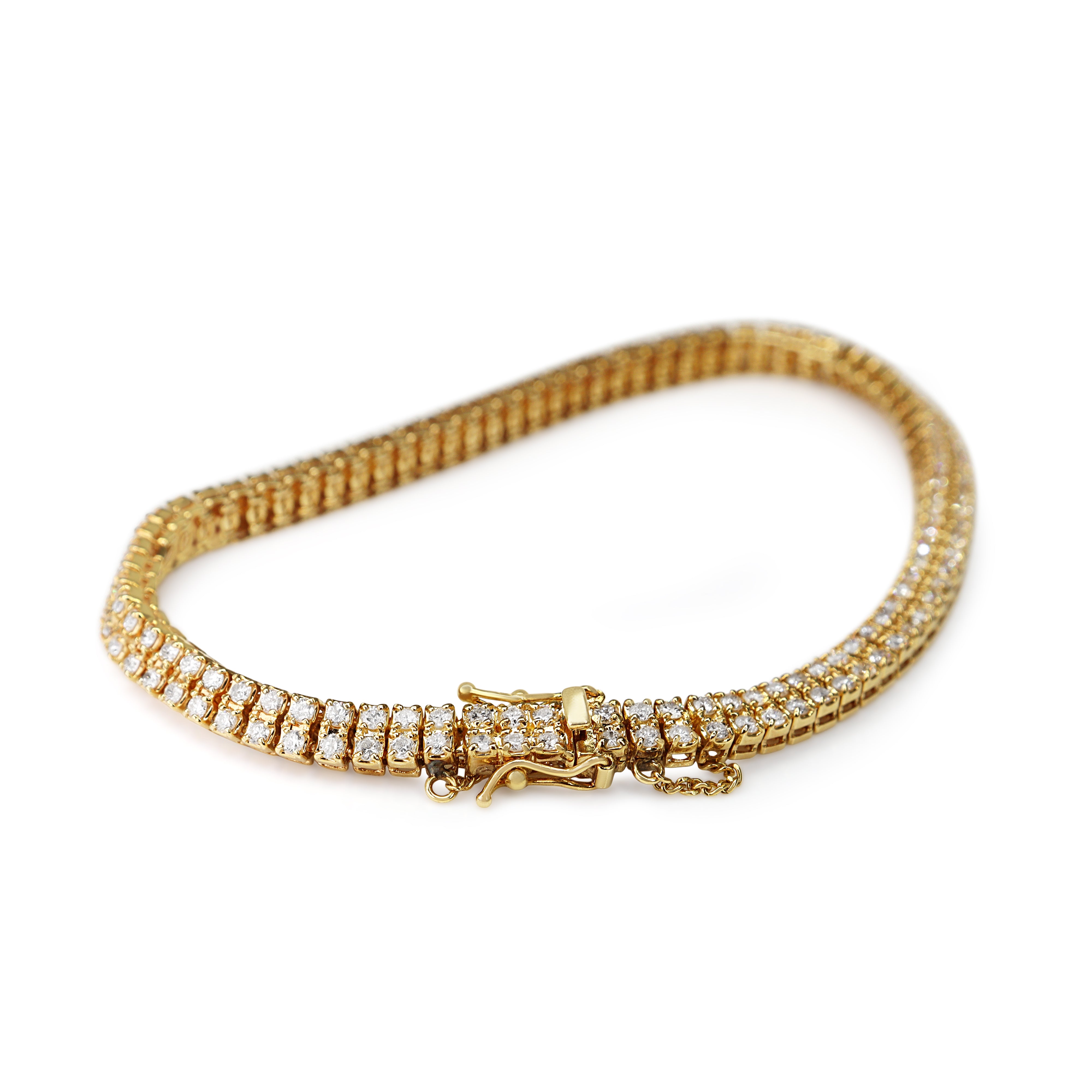 18ct Yellow Gold 3.00ct Double Row Diamond Bracelet