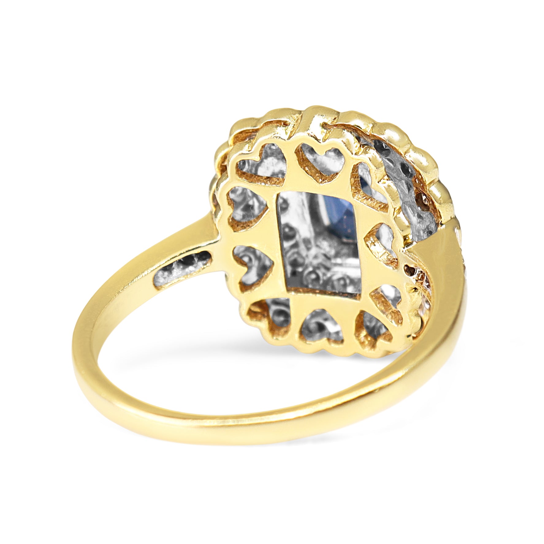 18ct Yellow and White Gold Sapphire and Diamond Double Halo Ring