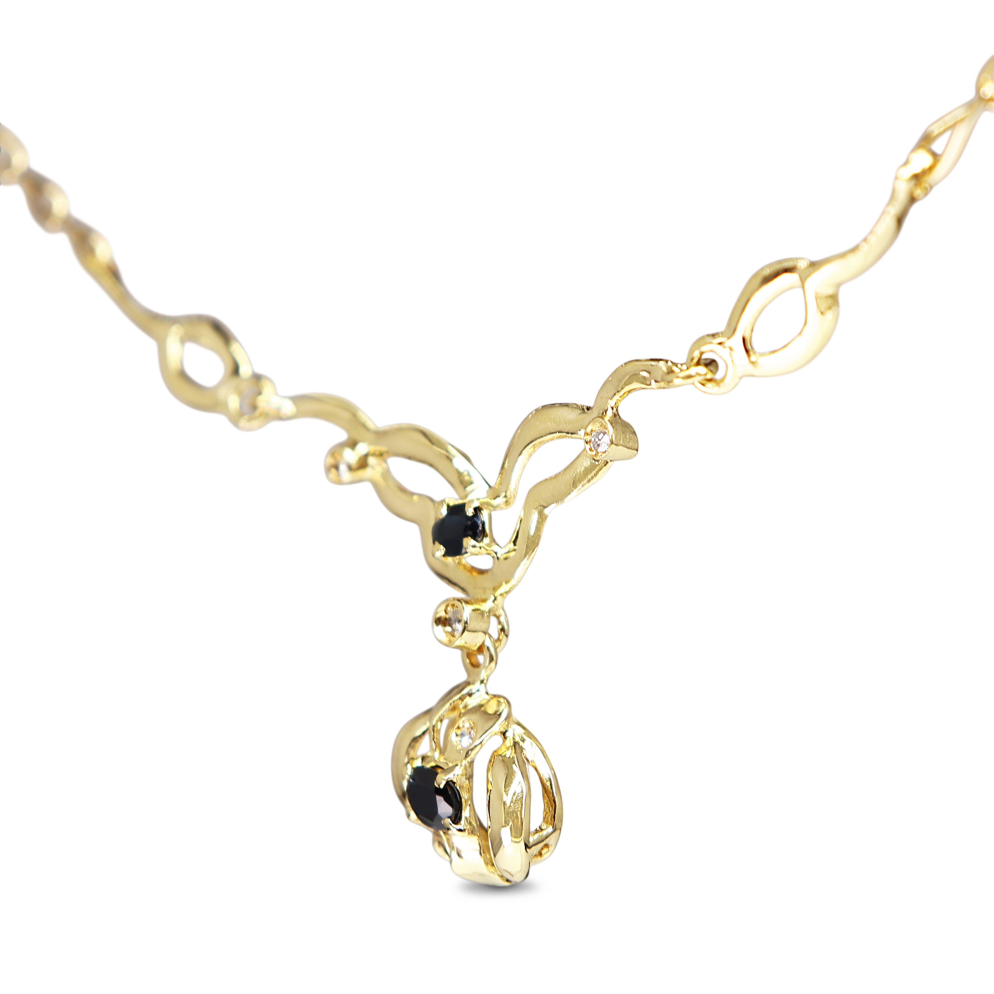18ct Yellow Gold Sapphire and Diamond Necklace
