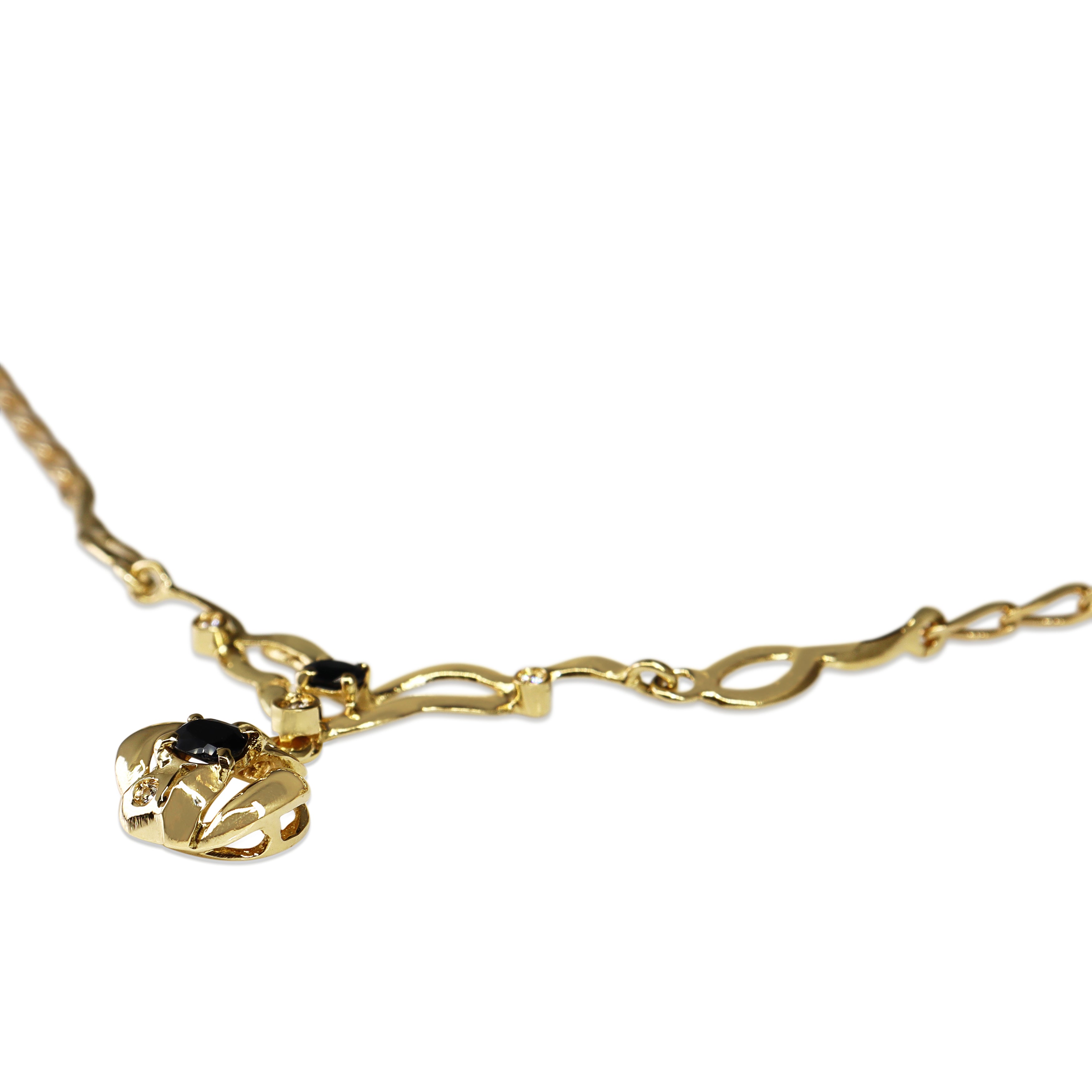 18ct Yellow Gold Sapphire and Diamond Necklace