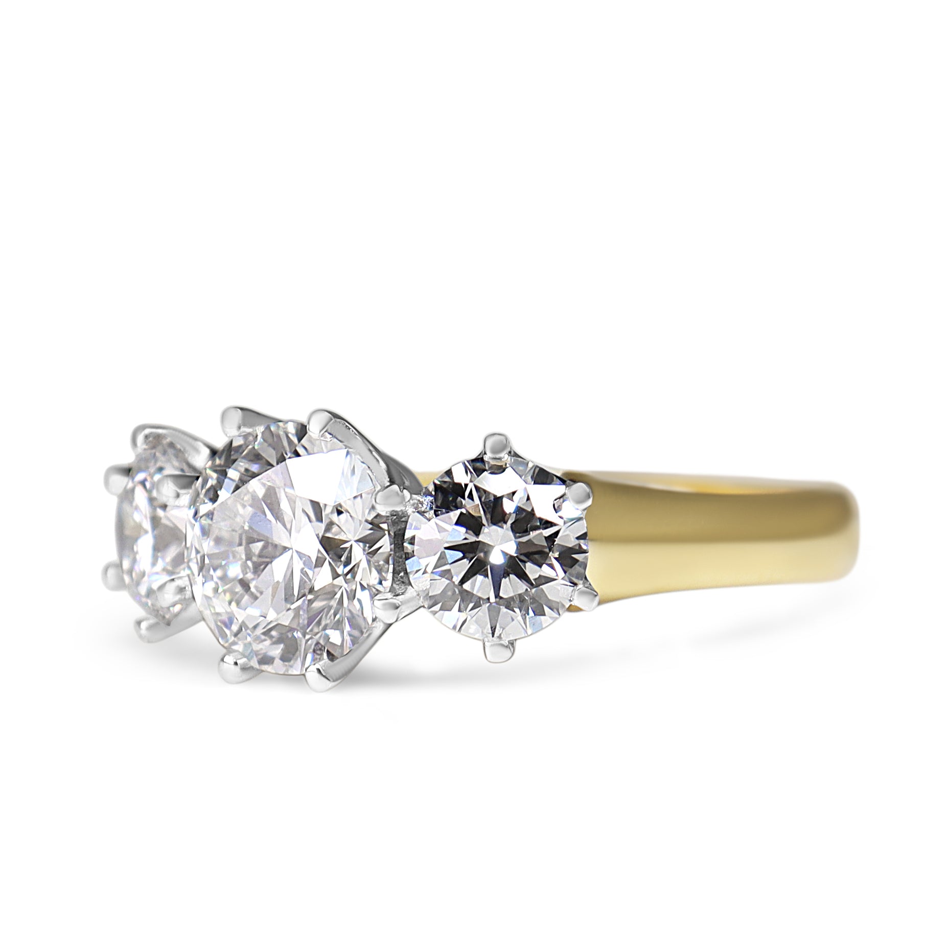 18ct Yellow and White Gold Lab Grown Diamond 3 Stone Ring