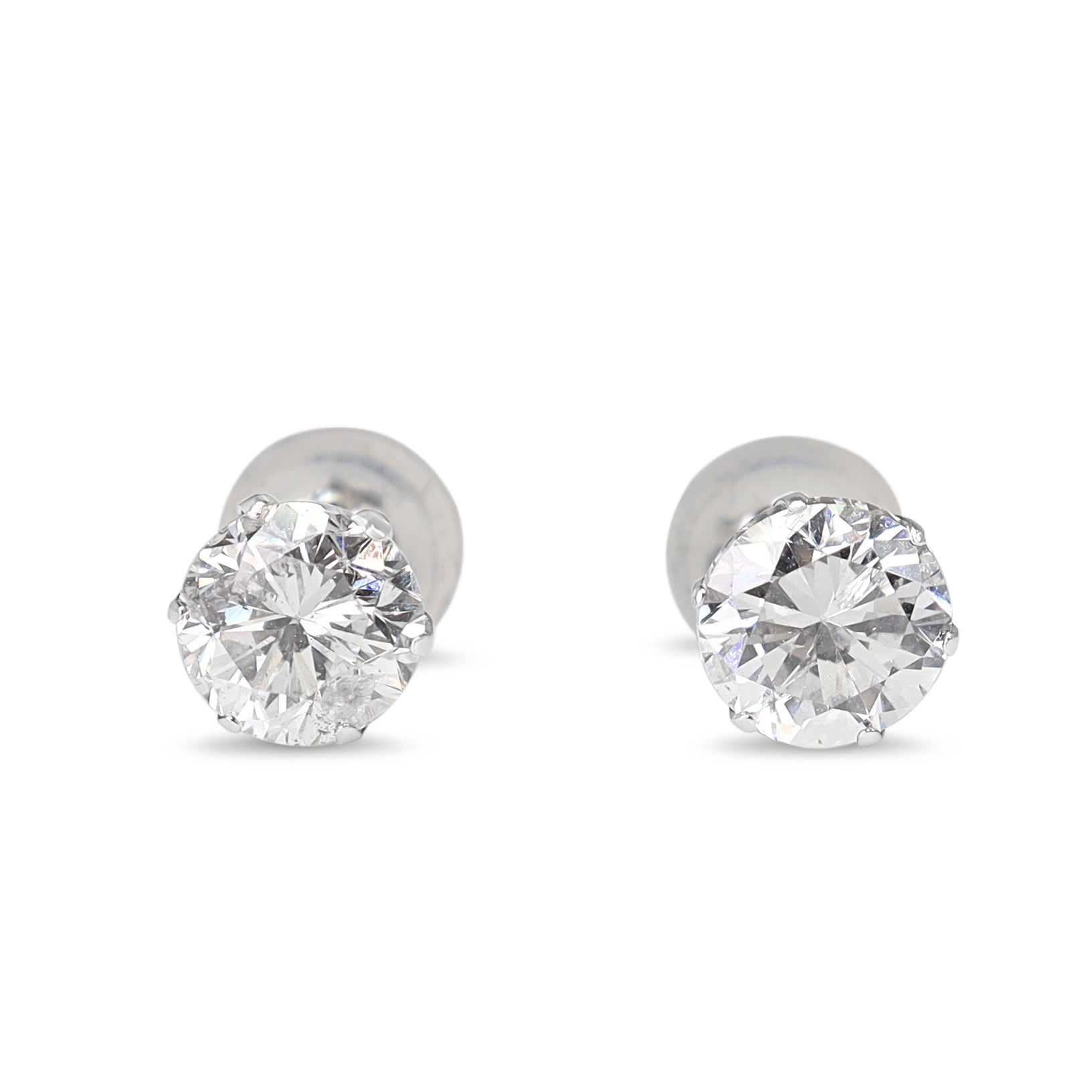 Platinum 1.38ct 6 Claw Diamond Stud Earrings
