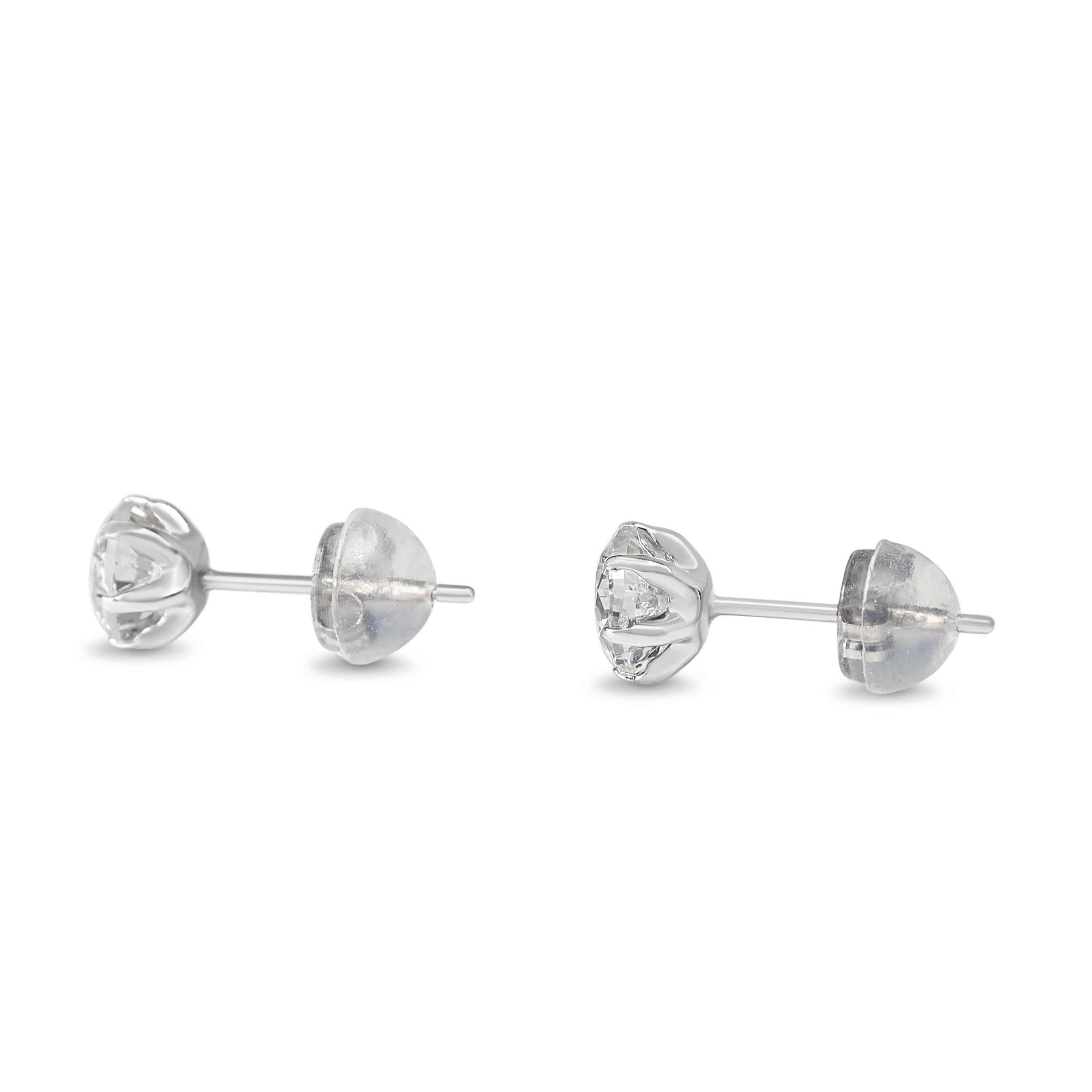 Platinum 1.38ct 6 Claw Diamond Stud Earrings