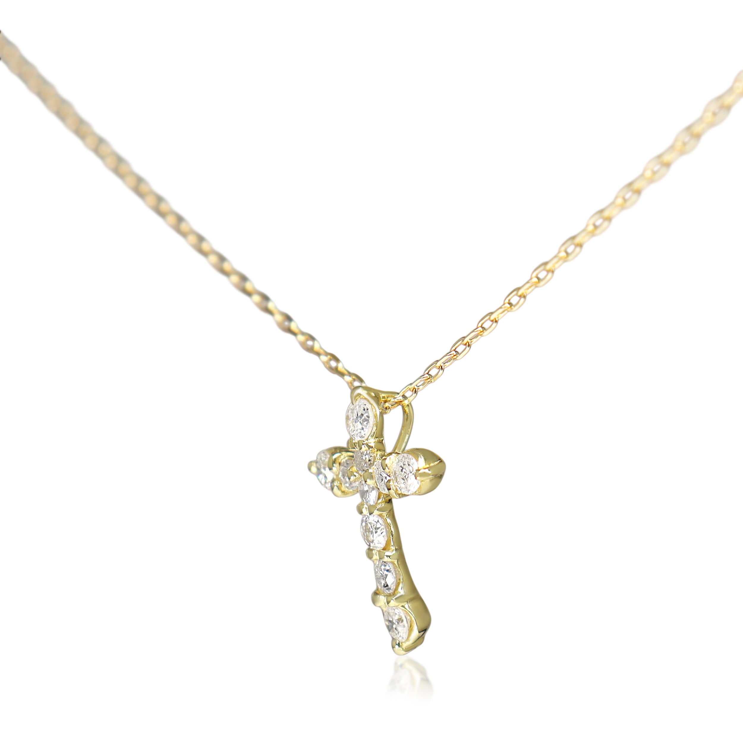 18ct Yellow Gold .50ct Diamond Cross Necklace
