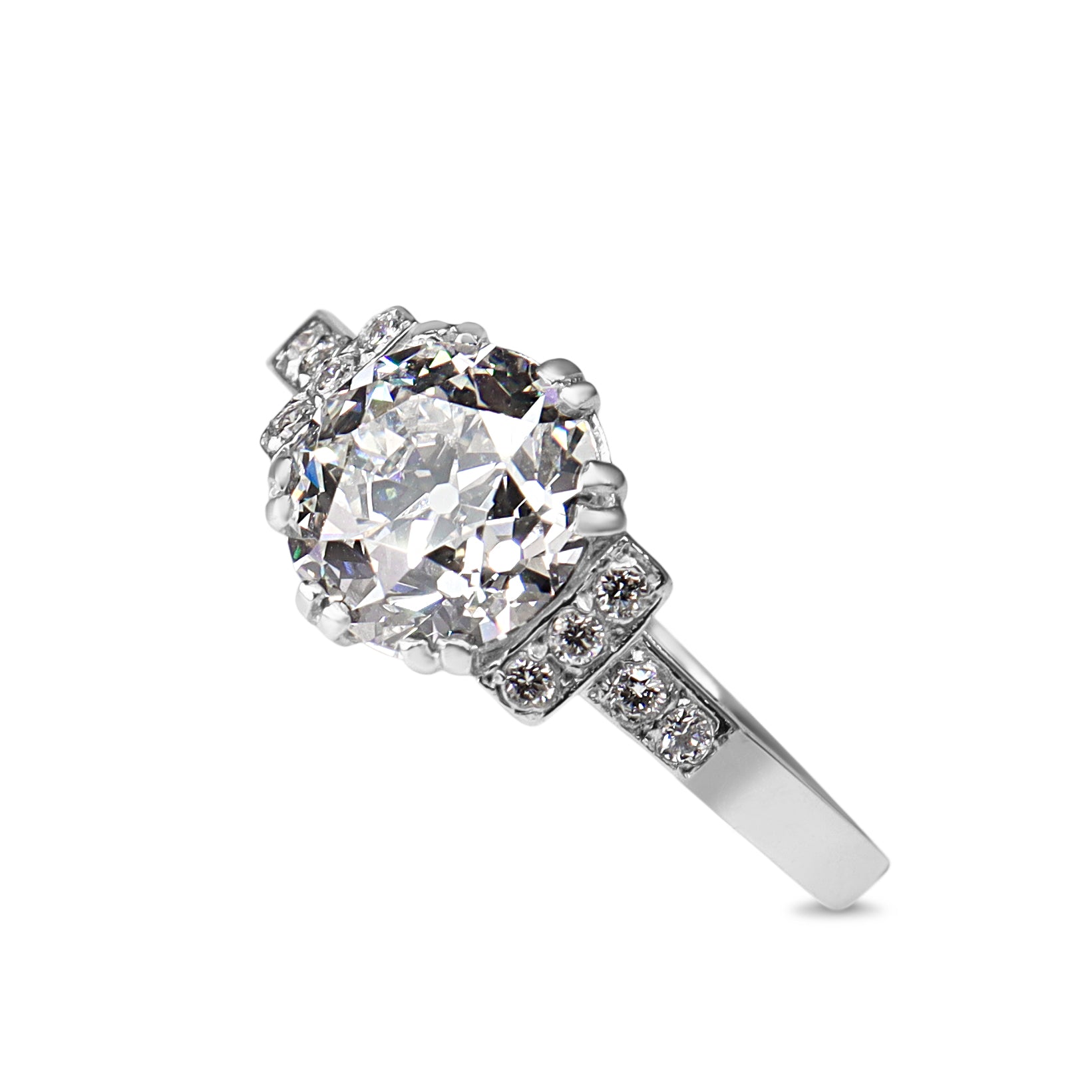 Platinum Lab Grown 2.00ct Old Cut Diamond Ring