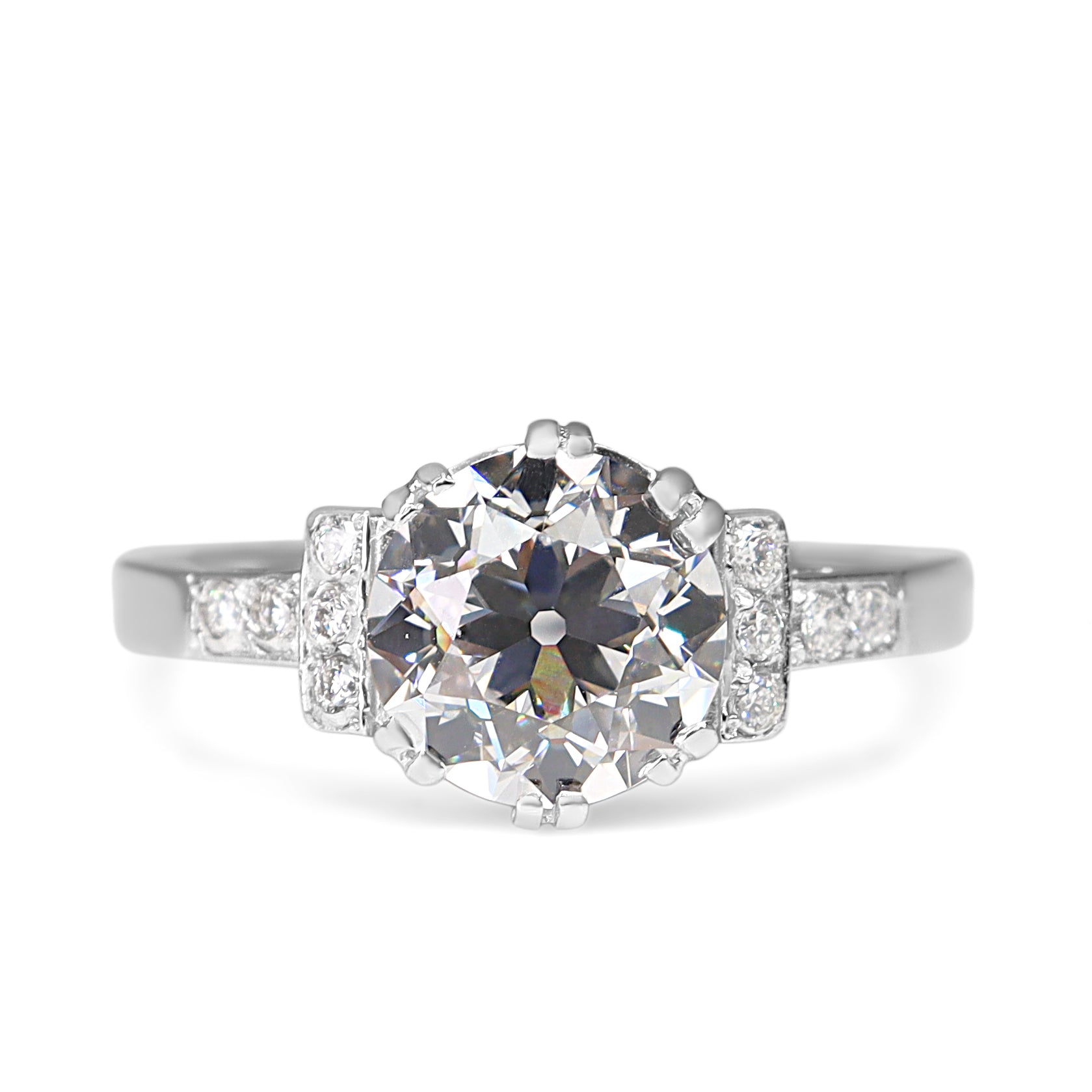 Platinum Lab Grown 2.00ct Old Cut Diamond Ring