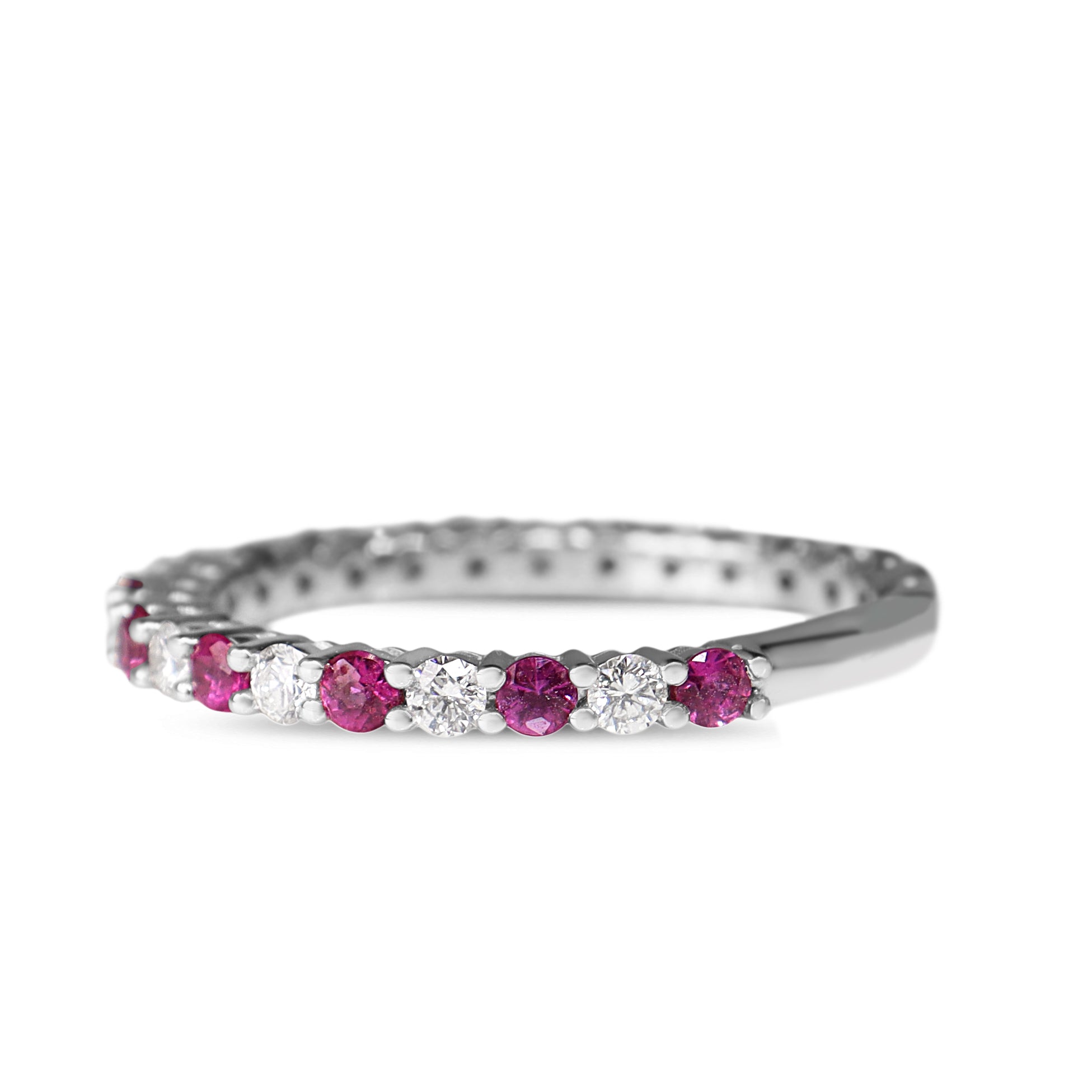 18ct White Gold Ruby and Diamond 3/4 Eternity Band Ring