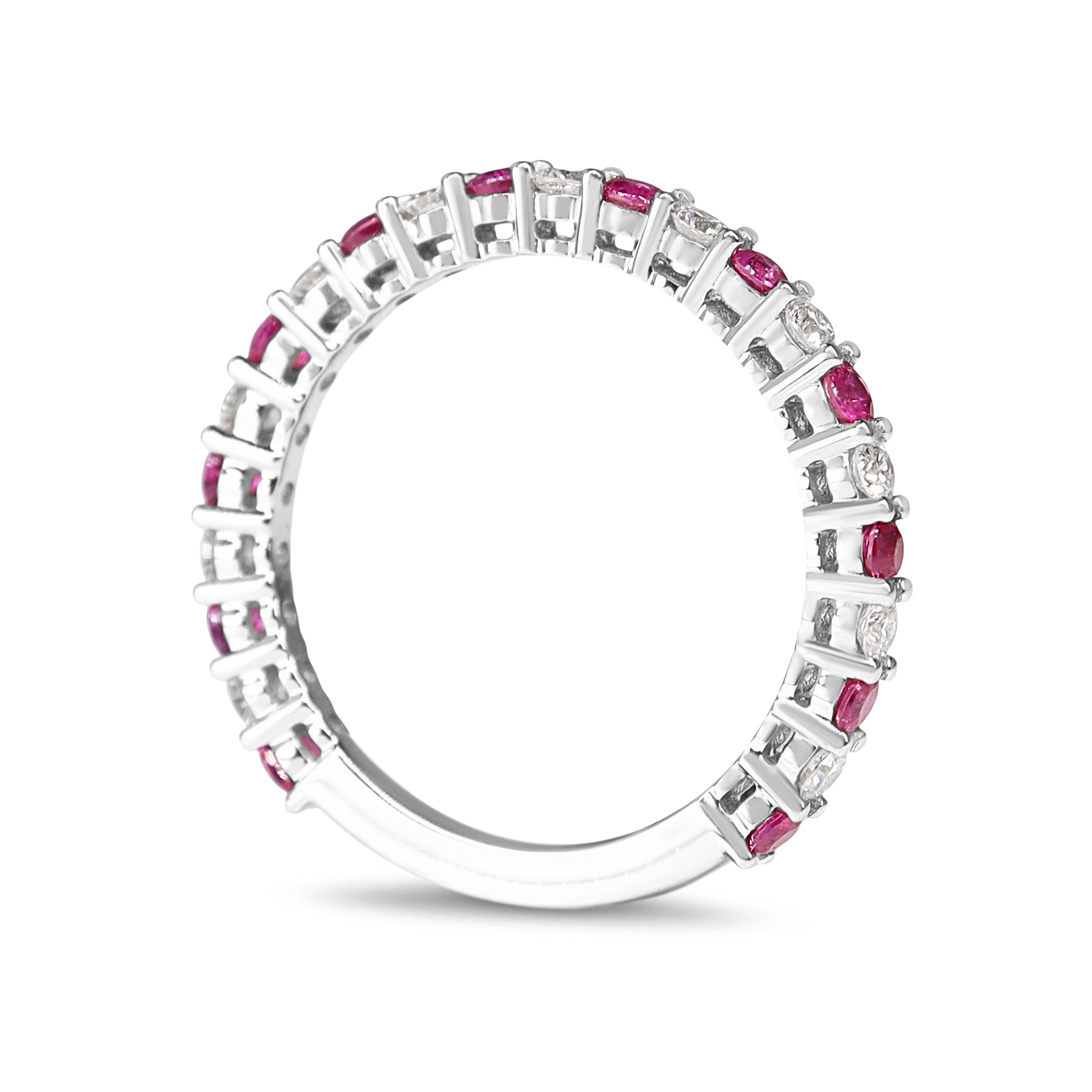 18ct White Gold Ruby and Diamond 3/4 Eternity Band Ring