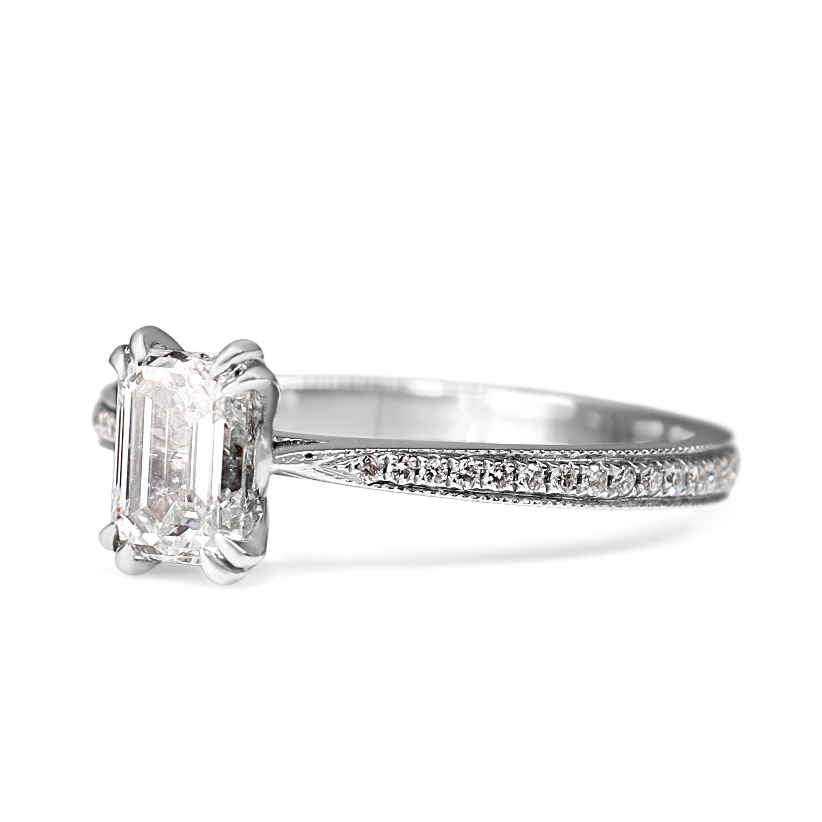 18ct White Gold Emerald Cut Diamond Solitaire Ring