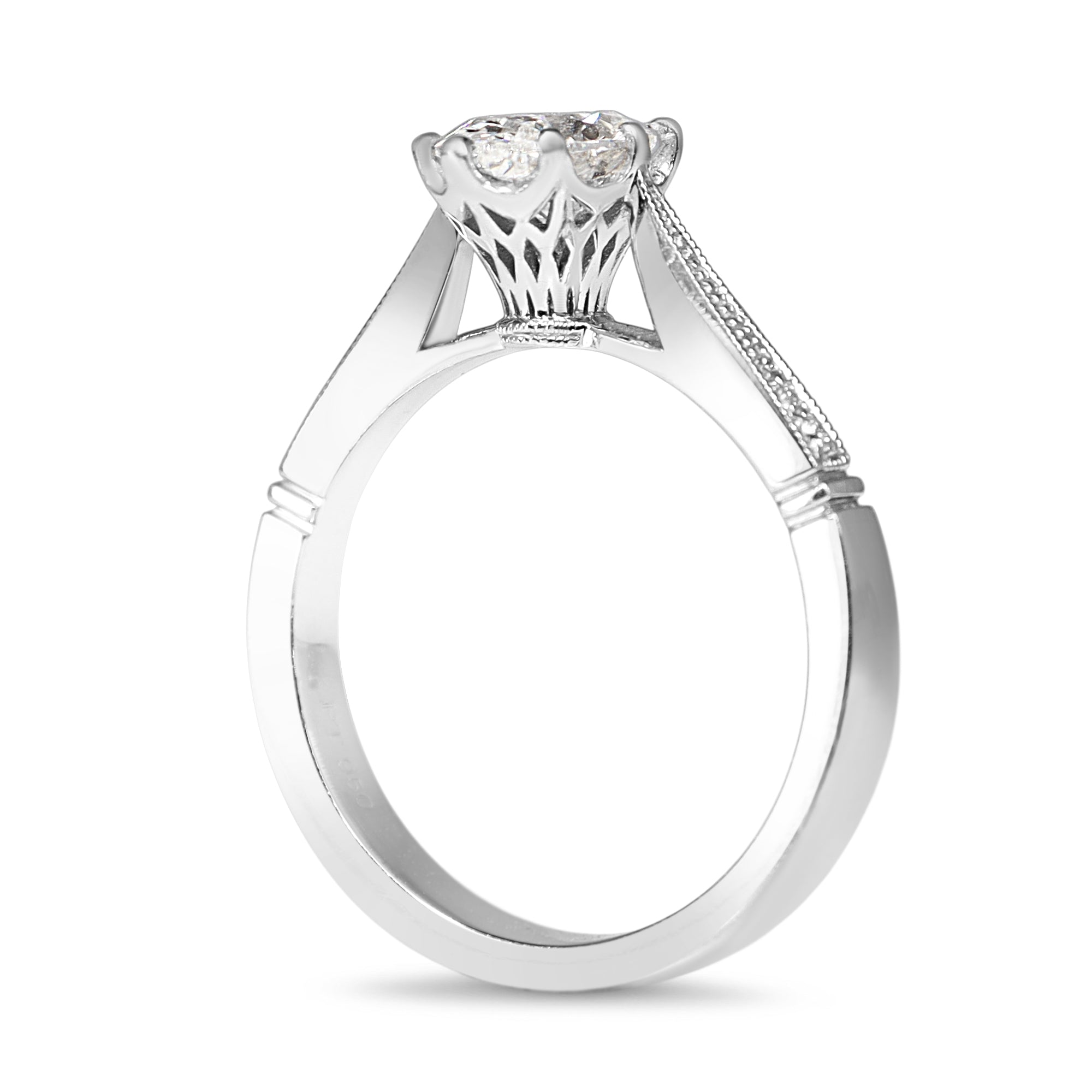 Platinum Oval 8 Claw Diamond Solitaire Ring